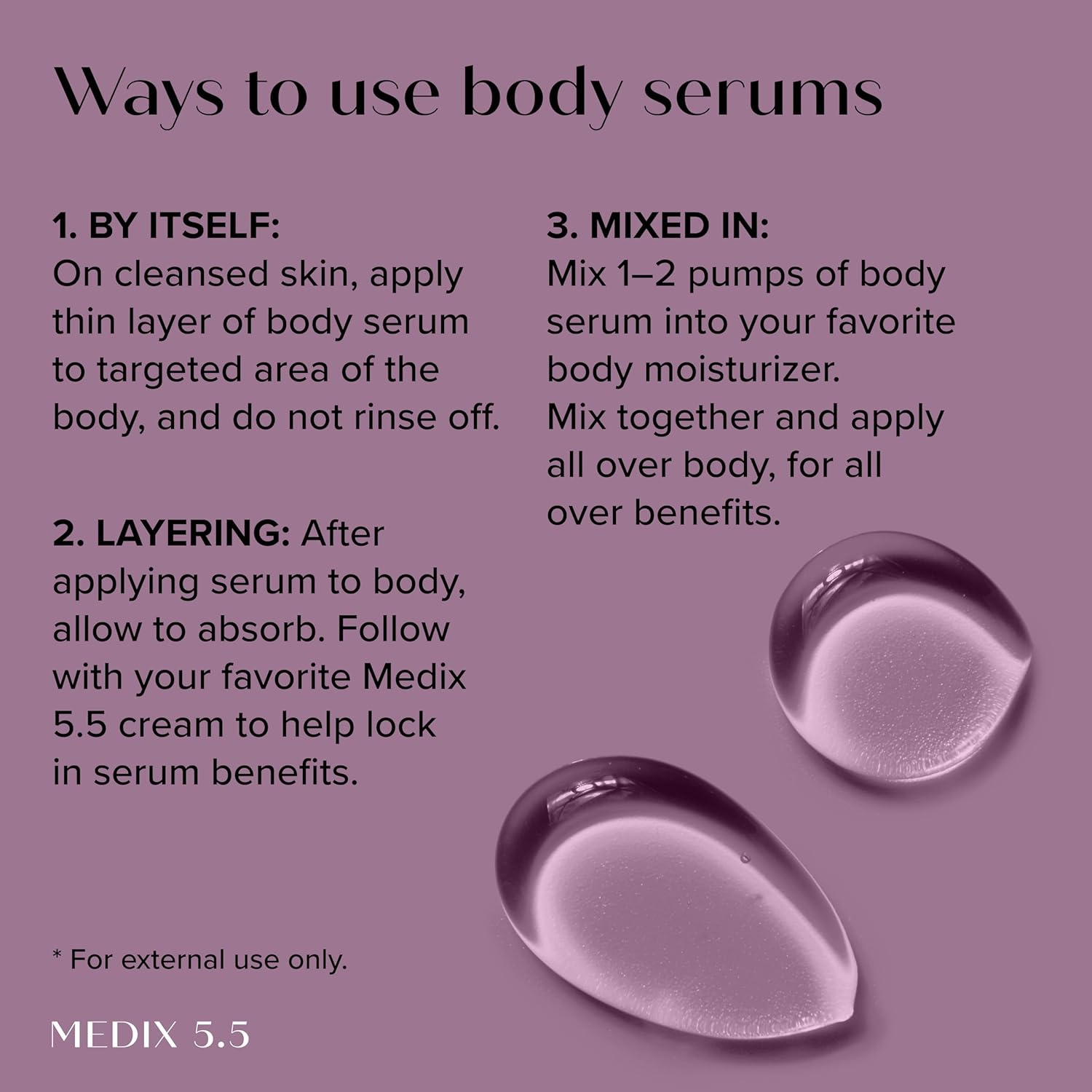 مصل للجسم كامل من ميديكس 5.5 مضاد للشيخوخة، مناسب لجميع أنواع البشرة، يحتوي على حمض الهيالورونيك وفيتامين F 3 مصل للجسم كامل من ميديكس 5.5 مضاد للشيخوخة، مناسب لجميع أنواع البشرة، يحتوي على حمض الهيالورونيك وفيتامين F - الصورة 3