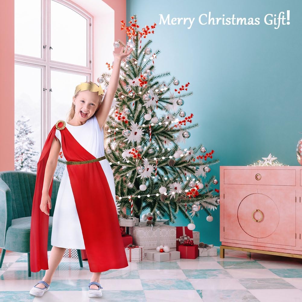 زي الامبراطور الروماني للاطفال، فستان توجا روماني فاخر للاطفال مع شال وغطاء راس ملك وحزام، زي يوناني قديم لاسبوع الكتب والحفلات التنكرية والهالوين (مقاس L، احمر) 3 زي الامبراطور الروماني للاطفال، فستان توجا روماني فاخر للاطفال مع شال وغطاء راس ملك وحزام، زي يوناني قديم لاسبوع الكتب والحفلات التنكرية والهالوين (مقاس L، احمر) - الصورة 3