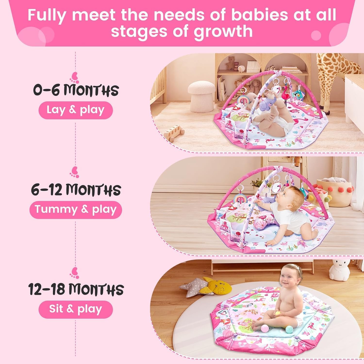 بساط لعب للصالة الرياضية للاطفال، بساط وقت البطن 8 في 1 مع حفرة كرات وألعاب قابلة للفصل لحديثي الولادة 0-3-6-9-12 شهر، بساط نشاط لعب قابل للغسل للبصرية، السمع، الحسية، تطوير الحركية 2 بساط لعب للصالة الرياضية للاطفال، بساط وقت البطن 8 في 1 مع حفرة كرات وألعاب قابلة للفصل لحديثي الولادة 0-3-6-9-12 شهر، بساط نشاط لعب قابل للغسل للبصرية، السمع، الحسية، تطوير الحركية - الصورة 2
