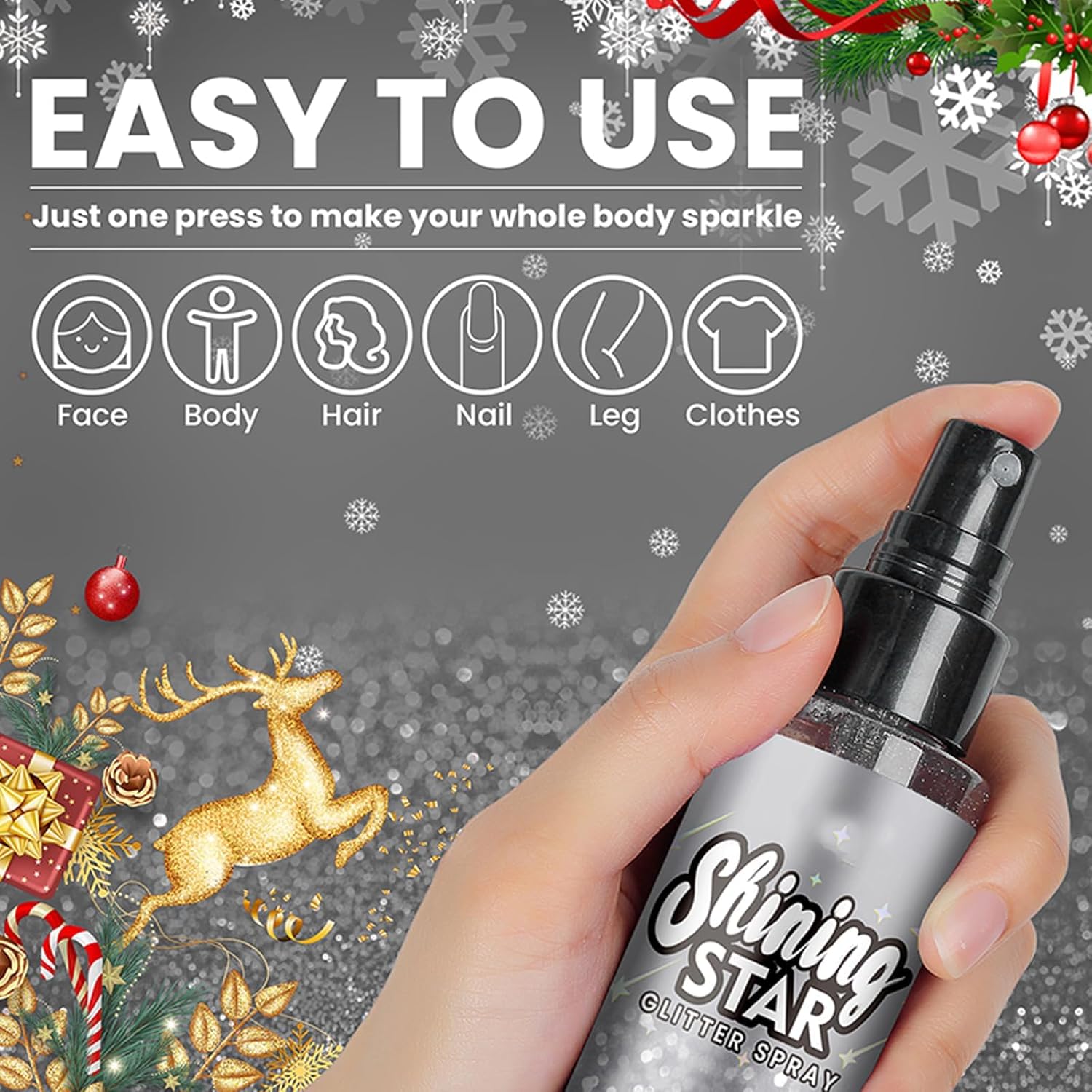 اكسيفور بخاخ جليتر للجسم، فضي ووجه سريع الجفاف ولامع يدوم طويلا، اكسسوارات ريف للحفلات الموسيقية والمهرجانات (100 مل) 3 اكسيفور بخاخ جليتر للجسم، فضي ووجه سريع الجفاف ولامع يدوم طويلا، اكسسوارات ريف للحفلات الموسيقية والمهرجانات (100 مل) - الصورة 3