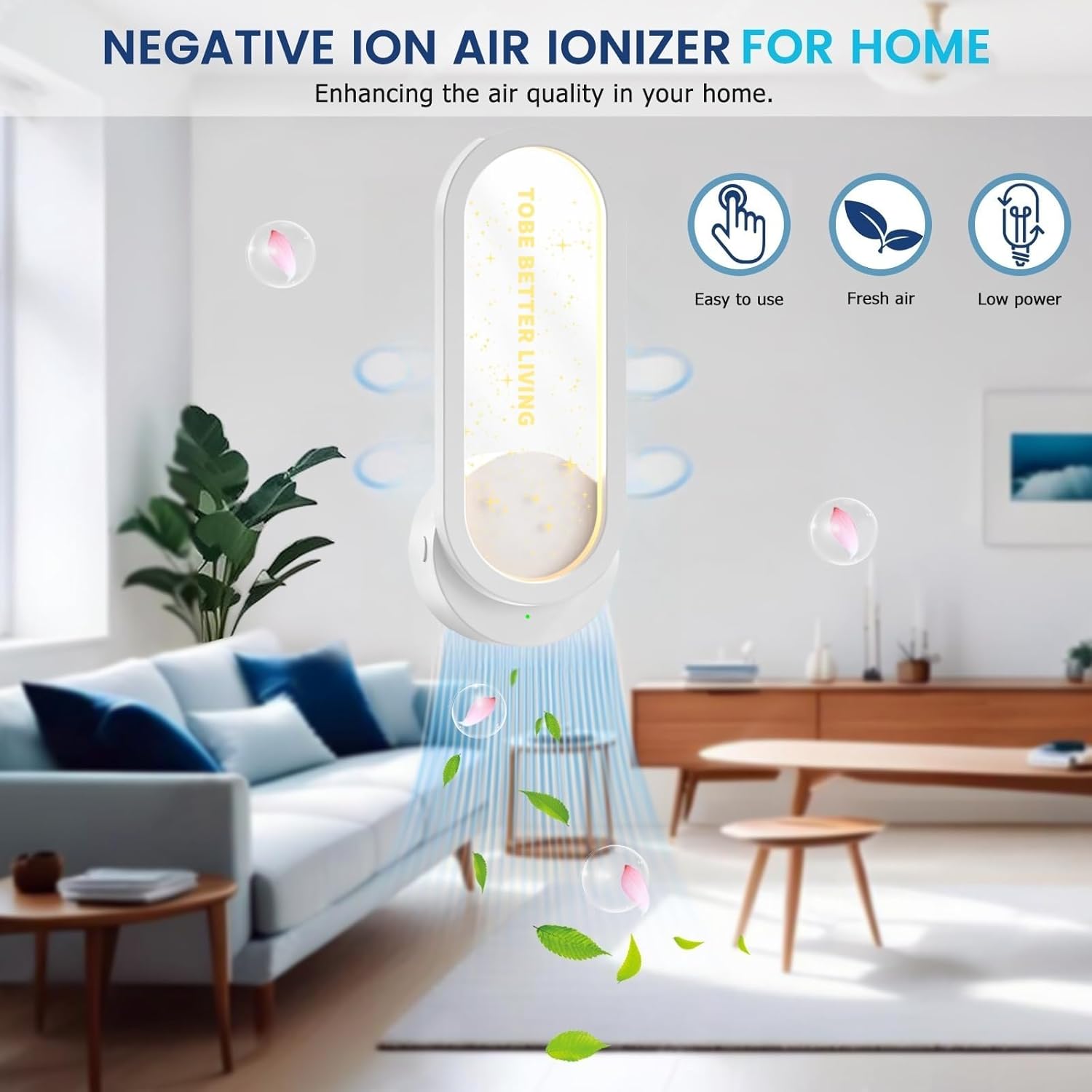 منقي هواء بقابس مع ضوء ليلي - معطر هواء ايوني للمنزل، يزيل رائحة الحيوانات الاليفة ورائحة المطبخ ودخان الغبار - مولد ايونات سالبة محمولة، ابيض 7 منقي هواء بقابس مع ضوء ليلي - معطر هواء ايوني للمنزل، يزيل رائحة الحيوانات الاليفة ورائحة المطبخ ودخان الغبار - مولد ايونات سالبة محمولة، ابيض - الصورة 7