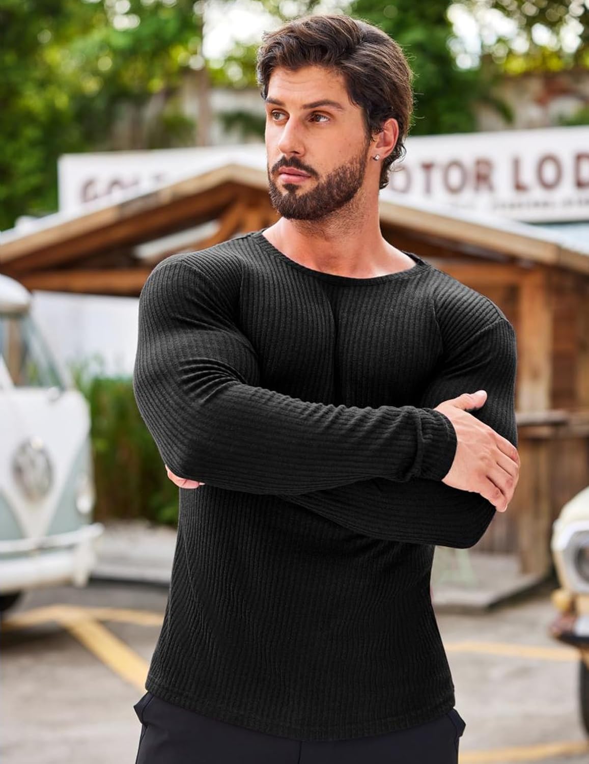 كاستويف قمصان رياضية للرجال باكمام طويلة ورقبة دائرية ضيقة قابلة للتمدد، تي شيرت بلوفر كاجوال بقصة ضيقة، بلوزة انيقة للعمل، ملابس داخلية باردة وجافة، تي شيرت للتمرين، اسود، XXL 2 كاستويف قمصان رياضية للرجال باكمام طويلة ورقبة دائرية ضيقة قابلة للتمدد، تي شيرت بلوفر كاجوال بقصة ضيقة، بلوزة انيقة للعمل، ملابس داخلية باردة وجافة، تي شيرت للتمرين، اسود، XXL - الصورة 2