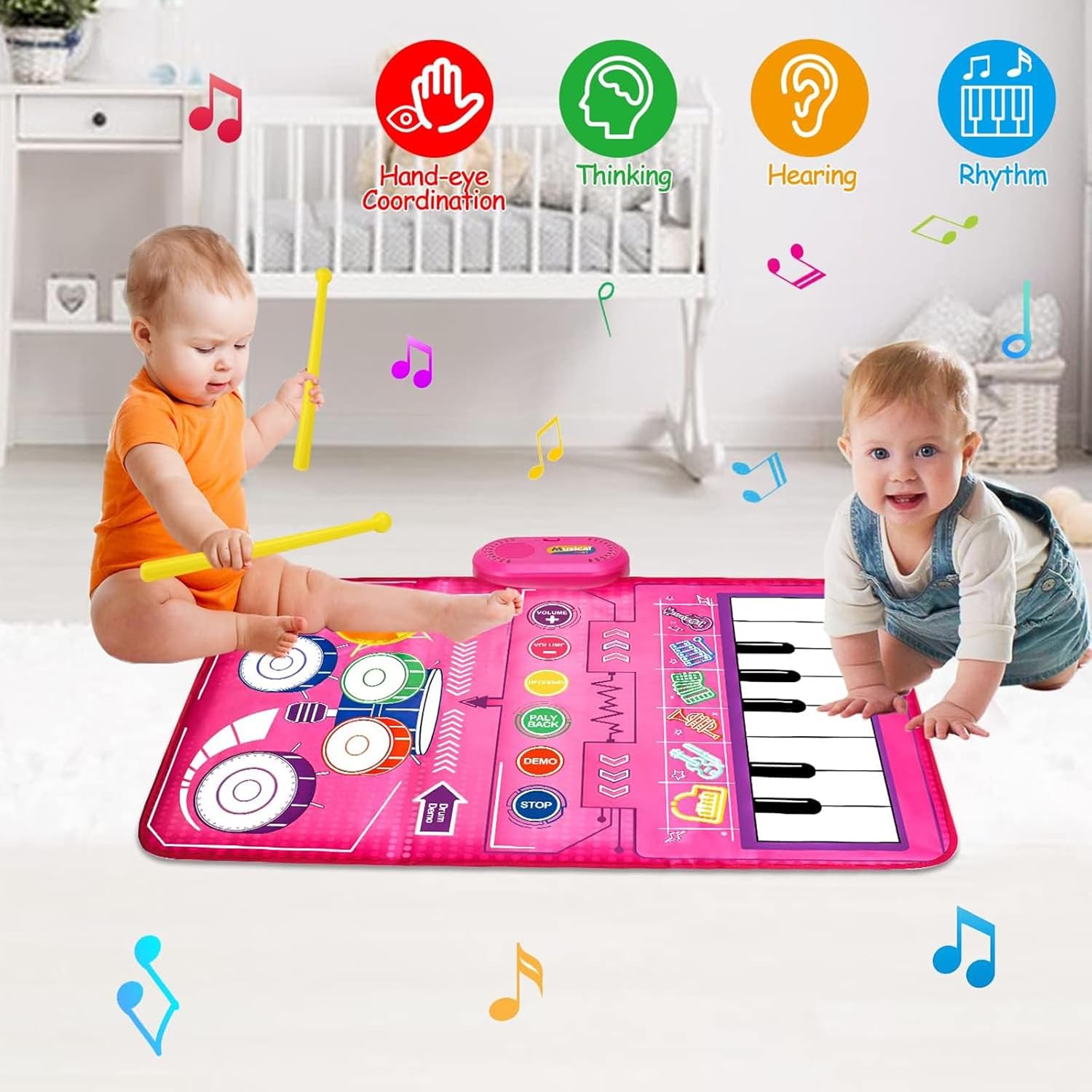 بساط بيانو 2 في 1، ألعاب موسيقية للأطفال الصغار من 1 إلى 3 سنوات، لوحة مفاتيح بيانو وسجادة طبل، بساط لعب حسي موسيقي للأطفال الأولاد والبنات بعمر 1 2 3 4 5 6 سنوات من لينجي 6 بساط بيانو 2 في 1، ألعاب موسيقية للأطفال الصغار من 1 إلى 3 سنوات، لوحة مفاتيح بيانو وسجادة طبل، بساط لعب حسي موسيقي للأطفال الأولاد والبنات بعمر 1 2 3 4 5 6 سنوات من لينجي - الصورة 6