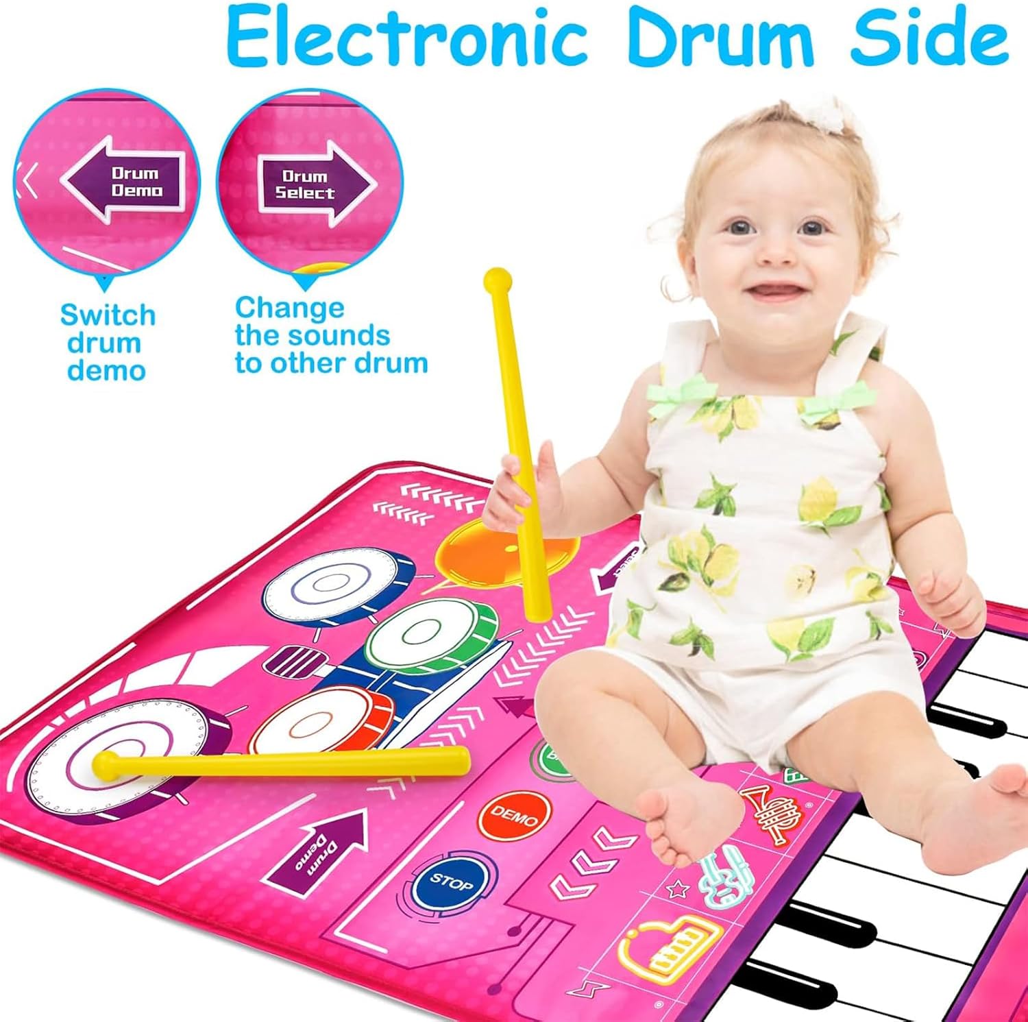 بساط بيانو 2 في 1، ألعاب موسيقية للأطفال الصغار من 1 إلى 3 سنوات، لوحة مفاتيح بيانو وسجادة طبل، بساط لعب حسي موسيقي للأطفال الأولاد والبنات بعمر 1 2 3 4 5 6 سنوات من لينجي 3 بساط بيانو 2 في 1، ألعاب موسيقية للأطفال الصغار من 1 إلى 3 سنوات، لوحة مفاتيح بيانو وسجادة طبل، بساط لعب حسي موسيقي للأطفال الأولاد والبنات بعمر 1 2 3 4 5 6 سنوات من لينجي - الصورة 3
