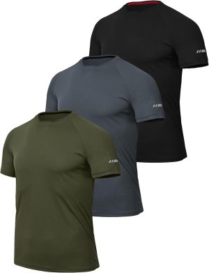 تي شيرتات جري للرجال من زوفلي قمصان عمل رياضية كاجوال بقبة دائرية بدون طوق - عبوة 3 قطع