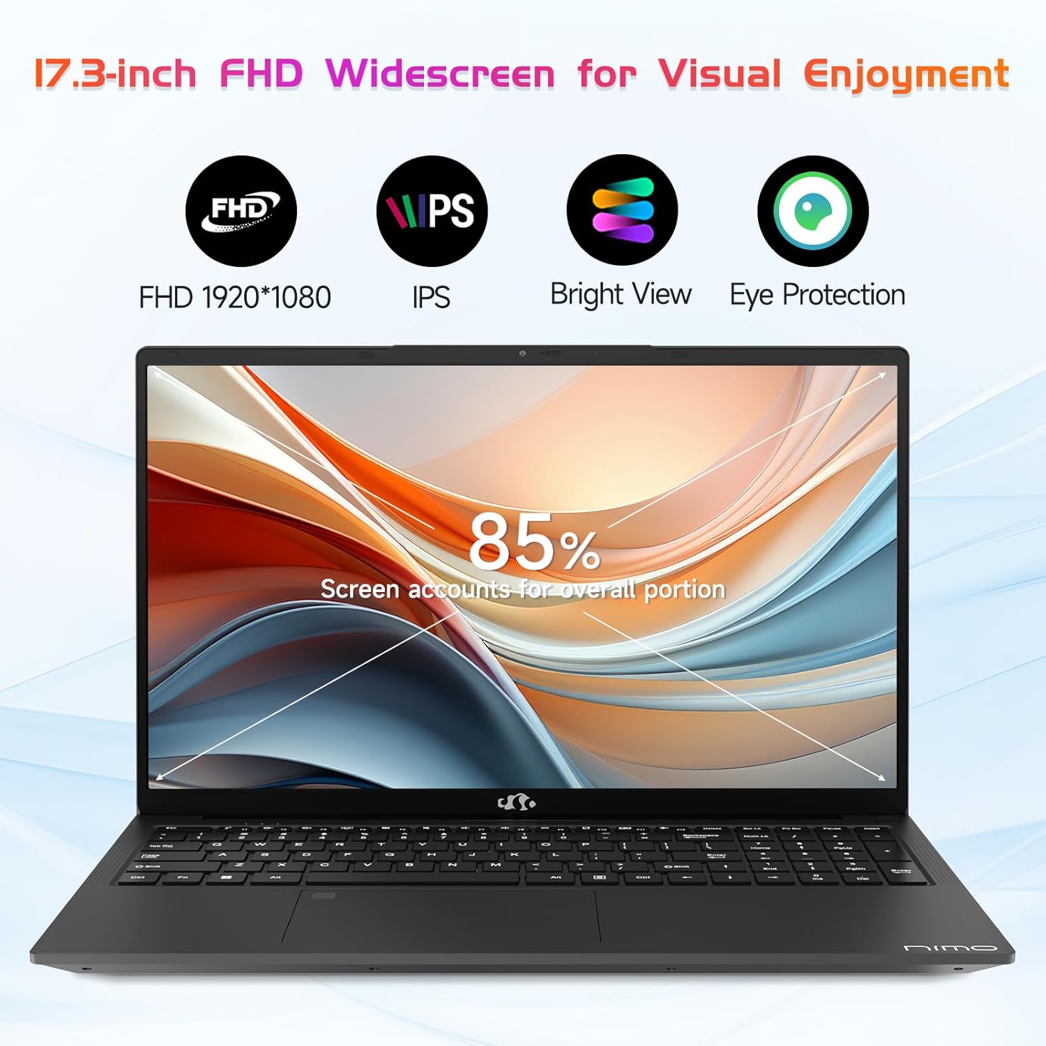 NIMO 17.3" IPS FHD-Laptop, Intel 6 Cores i3-1215U 32GB RAM 2TB SSD (Beat Ryzen 5 7520U, Up to 4.4GHz) Computer with 65W GaN Type C Backlit Keyboard Fingerprint, for Home Student and Business Gray 3 NIMO 17.3" IPS FHD-Laptop, Intel 6 Cores i3-1215U 32GB RAM 2TB SSD (Beat Ryzen 5 7520U, Up to 4.4GHz) Computer with 65W GaN Type C Backlit Keyboard Fingerprint, for Home Student and Business Gray - الصورة 3