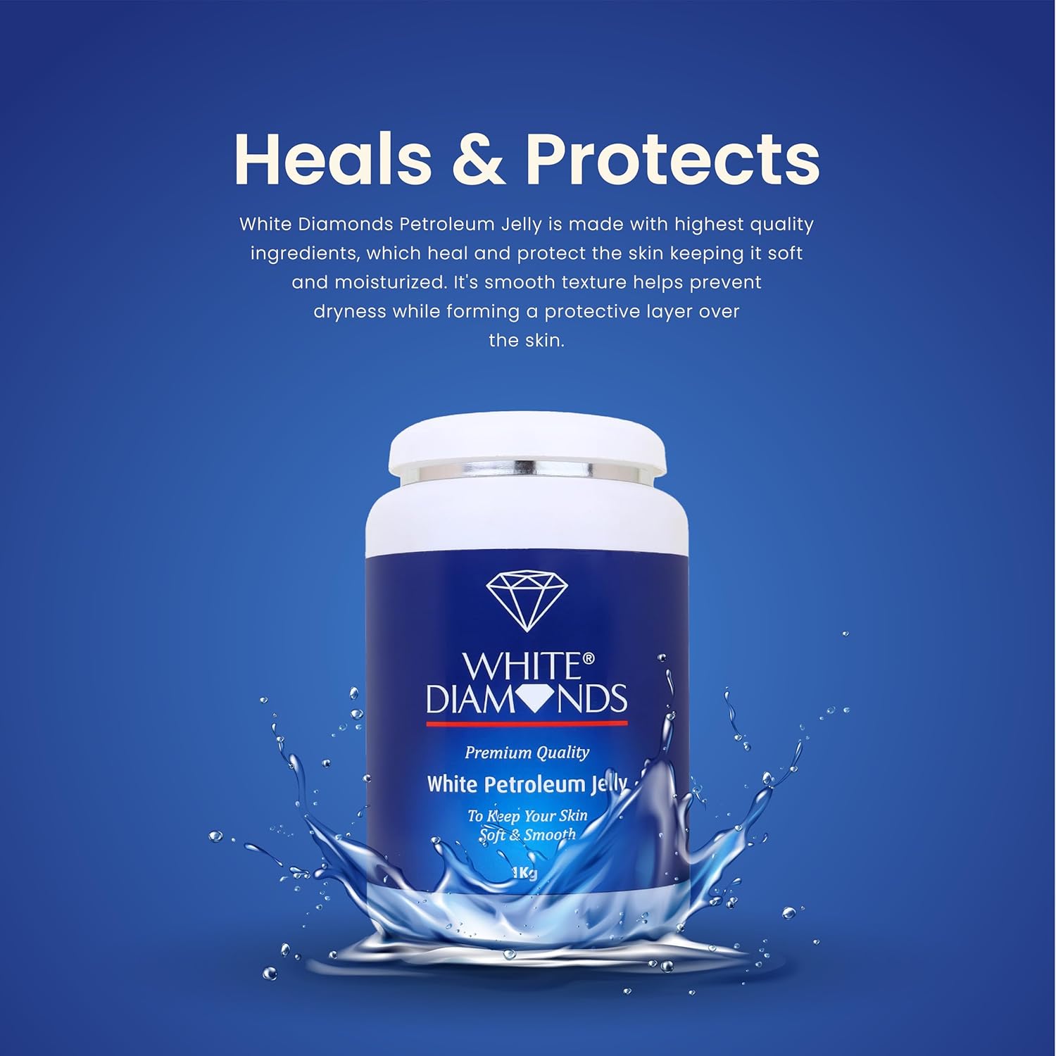وايت دايمندز جيلي بترولي 1 كجم (1000 غرام) | لبشرة ناعمة وملساء | يشفي ويحمي البشرة الخشنة والشفاه المتشققة والكعب المتشقق | عبوة من قطعة واحدة | 5 وايت دايمندز جيلي بترولي 1 كجم (1000 غرام) | لبشرة ناعمة وملساء | يشفي ويحمي البشرة الخشنة والشفاه المتشققة والكعب المتشقق | عبوة من قطعة واحدة | - الصورة 5