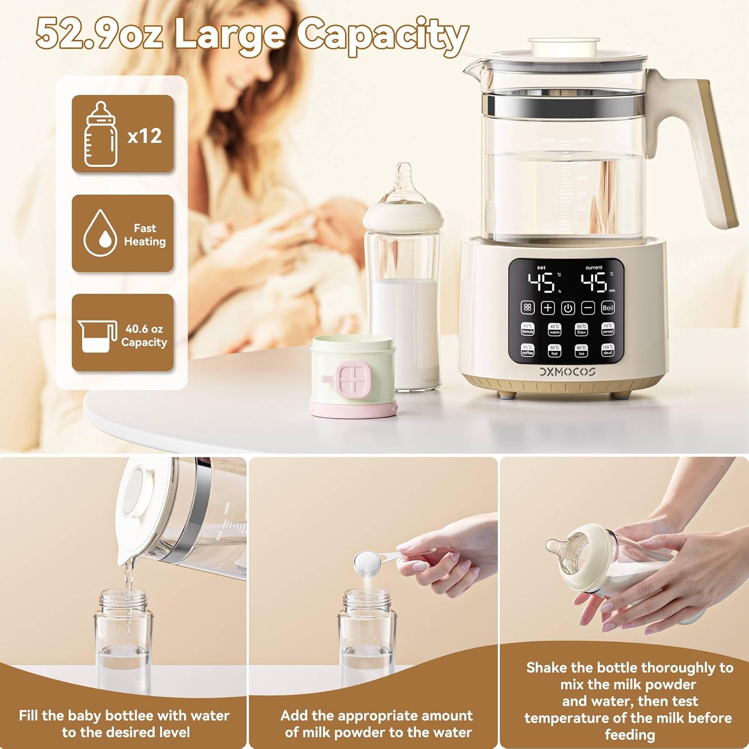 دكسموكوس غلاية كهربائية مع تحكم في درجة الحرارة بسعة كبيرة 1.5 لتر من الستانلس ستيل، قابلة للتعديل من 40 الى 100 درجة مئوية، تحافظ على الدفء لمدة 72 ساعة، قابس نوع جي، غلاية للقهوة والشاي ومسحوق 3 دكسموكوس غلاية كهربائية مع تحكم في درجة الحرارة بسعة كبيرة 1.5 لتر من الستانلس ستيل، قابلة للتعديل من 40 الى 100 درجة مئوية، تحافظ على الدفء لمدة 72 ساعة، قابس نوع جي، غلاية للقهوة والشاي ومسحوق - الصورة 3