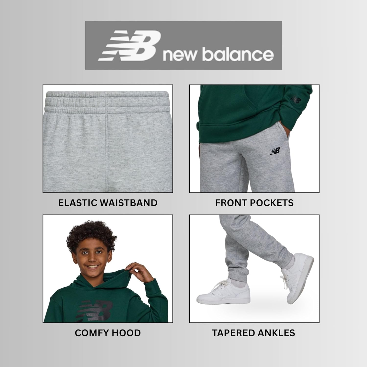 نيو بلانس طقم بدلة رياضية للاولاد والاطفال الصغار مكون من قطعتين - هودي من الصوف المخلوط والقطن الناعم وبدلة رياضية للركض (2T-12) 5 نيو بلانس طقم بدلة رياضية للاولاد والاطفال الصغار مكون من قطعتين - هودي من الصوف المخلوط والقطن الناعم وبدلة رياضية للركض (2T-12) - الصورة 5