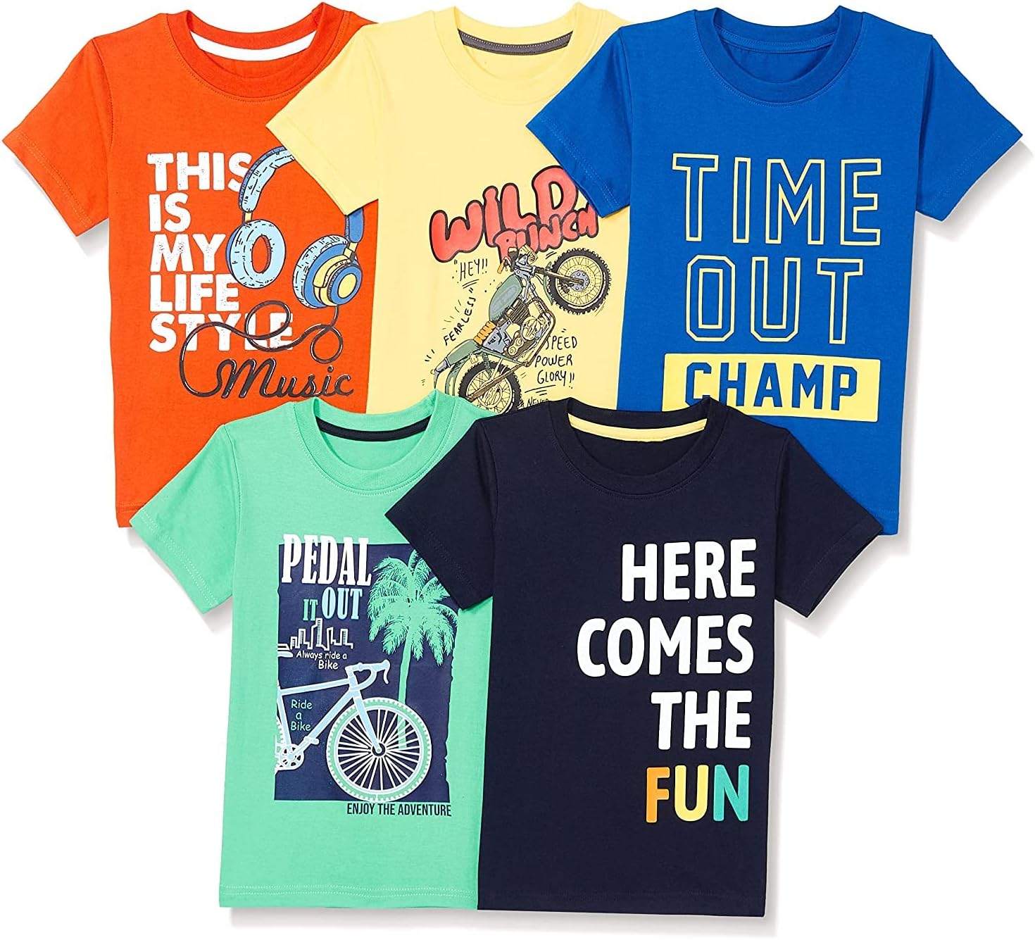 تي شيرت بقصة عادية للأولاد من تي 2 اف (عبوة من 5 قطع) 1 تي شيرت بقصة عادية للأولاد من تي 2 اف (عبوة من 5 قطع)