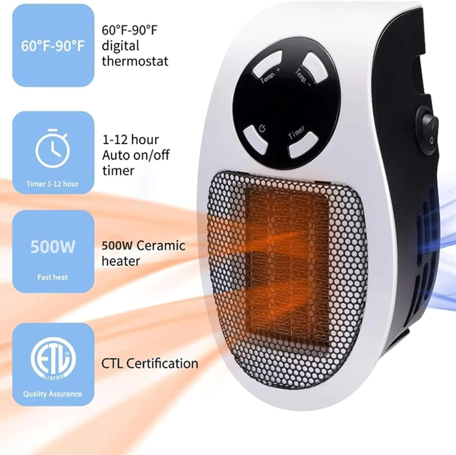 سخان ايكو هيت، قابس حائط صديق للبيئة، سخان ايكو هيت، سخان مساحة للاستخدام الداخلي، سخان محمول، حماية من الحرارة الزائدة، سخان شخصي صغير داخلي (3 قطع) 2 سخان ايكو هيت، قابس حائط صديق للبيئة، سخان ايكو هيت، سخان مساحة للاستخدام الداخلي، سخان محمول، حماية من الحرارة الزائدة، سخان شخصي صغير داخلي (3 قطع) - الصورة 2