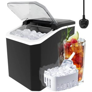 صانع ثلج محمول من ييليما، يتميز بالتنظيف الذاتي والمقبض والمغرفة والسلة، وينتج 9 مكعبات ثلج رصاصية في 6 دقائق، وبإنتاج يومي يصل إلى 11.8 كجم بحجمين، للاستخدام المنزلي والحفلات والسفر والتخييم والبار