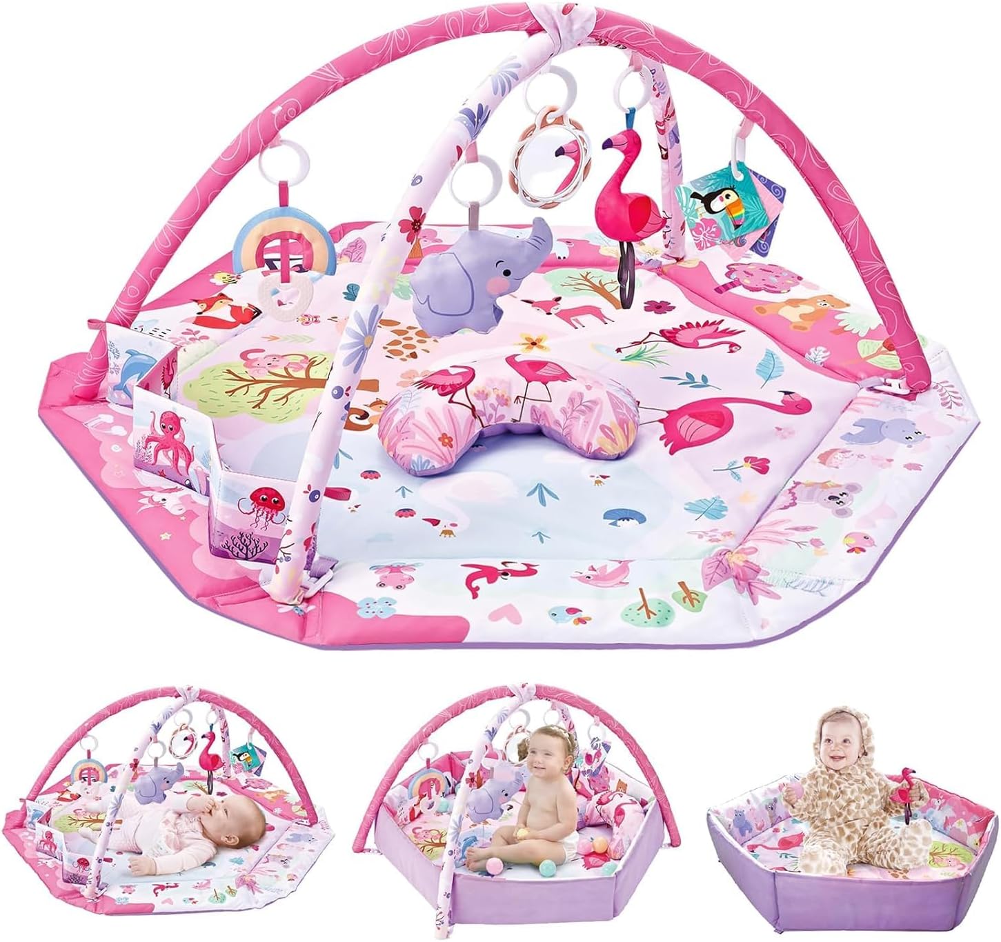 بساط لعب للصالة الرياضية للاطفال، بساط وقت البطن 8 في 1 مع حفرة كرات وألعاب قابلة للفصل لحديثي الولادة 0-3-6-9-12 شهر، بساط نشاط لعب قابل للغسل للبصرية، السمع، الحسية، تطوير الحركية 1 بساط لعب للصالة الرياضية للاطفال، بساط وقت البطن 8 في 1 مع حفرة كرات وألعاب قابلة للفصل لحديثي الولادة 0-3-6-9-12 شهر، بساط نشاط لعب قابل للغسل للبصرية، السمع، الحسية، تطوير الحركية