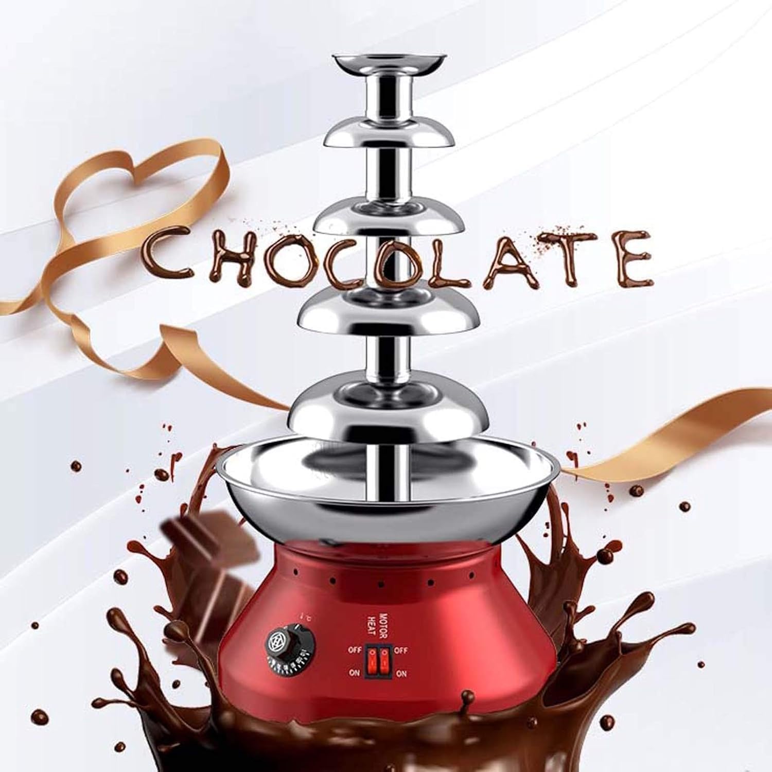 نافورة شوكولاتة تجارية 5 طبقات بسعة كبيرة 3 كجم من الفولاذ مقاوم للصدأ، آلة تسخين لإذابة الشوكولاتة لجبن الناتشو والمشروبات وحفلات الزفاف من جوميب 7 نافورة شوكولاتة تجارية 5 طبقات بسعة كبيرة 3 كجم من الفولاذ مقاوم للصدأ، آلة تسخين لإذابة الشوكولاتة لجبن الناتشو والمشروبات وحفلات الزفاف من جوميب - الصورة 7