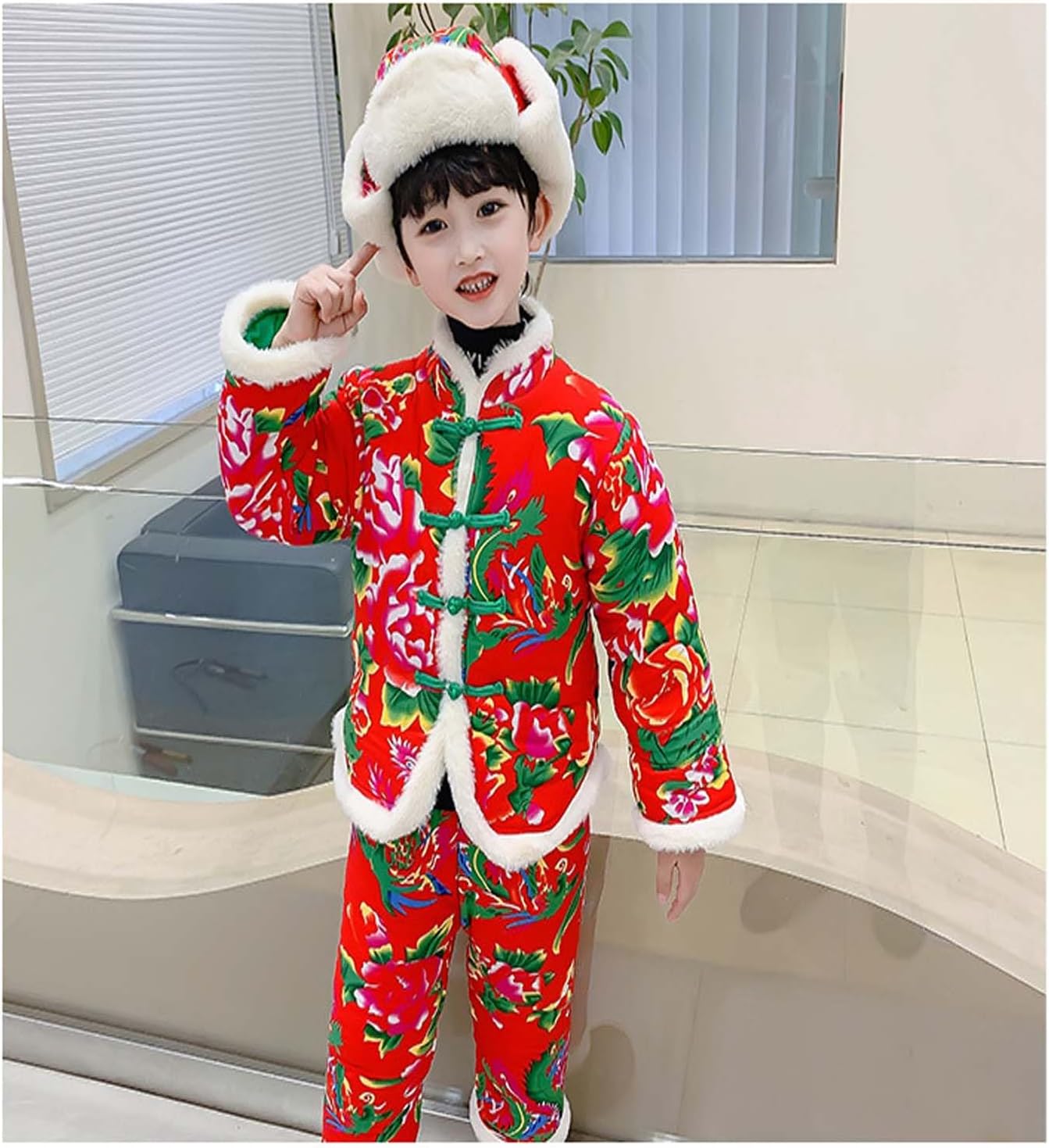 ملابس شتوية للبنات من دبليو يو او دي اتش تي دبليو، جاكيت قطني كبير بتصميم زهور شمال شرقي للاطفال، طقم ملابس من القطن الصيني للاولاد 7 ملابس شتوية للبنات من دبليو يو او دي اتش تي دبليو، جاكيت قطني كبير بتصميم زهور شمال شرقي للاطفال، طقم ملابس من القطن الصيني للاولاد - الصورة 7