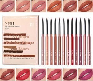 مجموعة اقلام تحديد شفاه مات من 12 لون فاخر مقاوم للماء وناعم بلون نود مخملي مات يدوم طويلا مع قلم تحديد شفاه نود سوت، قلم تحديد شفاه كول ستوري