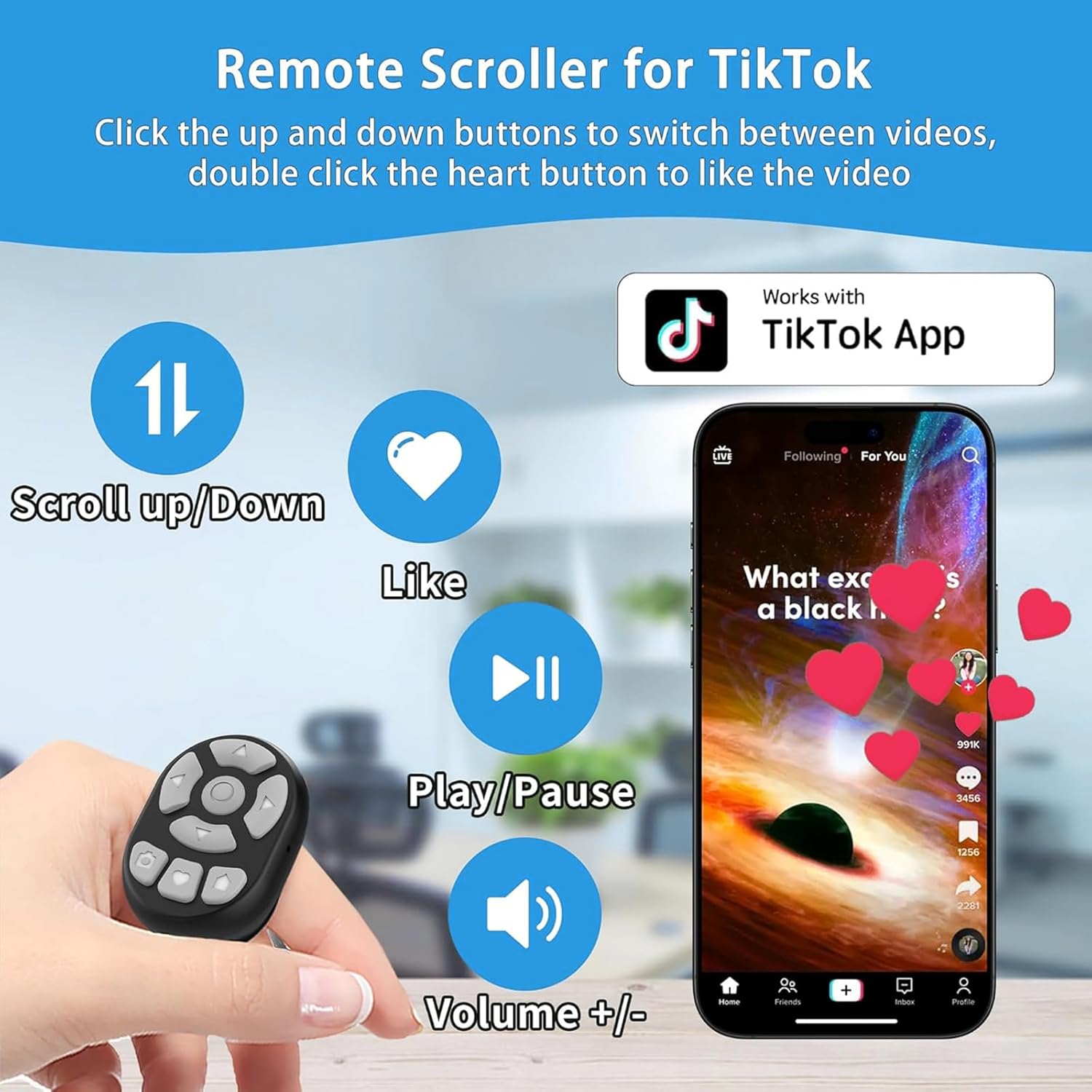 حلقة تمرير تيك توك من ويسفونلي، جهاز تحكم لاسلكي بطرف اصبع 8 ازرار، غالق الكاميرا عن بعد متوافق مع ايفون وايباد واندرويد (غير متوافق مع اجهزة كيندل) 2 حلقة تمرير تيك توك من ويسفونلي، جهاز تحكم لاسلكي بطرف اصبع 8 ازرار، غالق الكاميرا عن بعد متوافق مع ايفون وايباد واندرويد (غير متوافق مع اجهزة كيندل) - الصورة 2