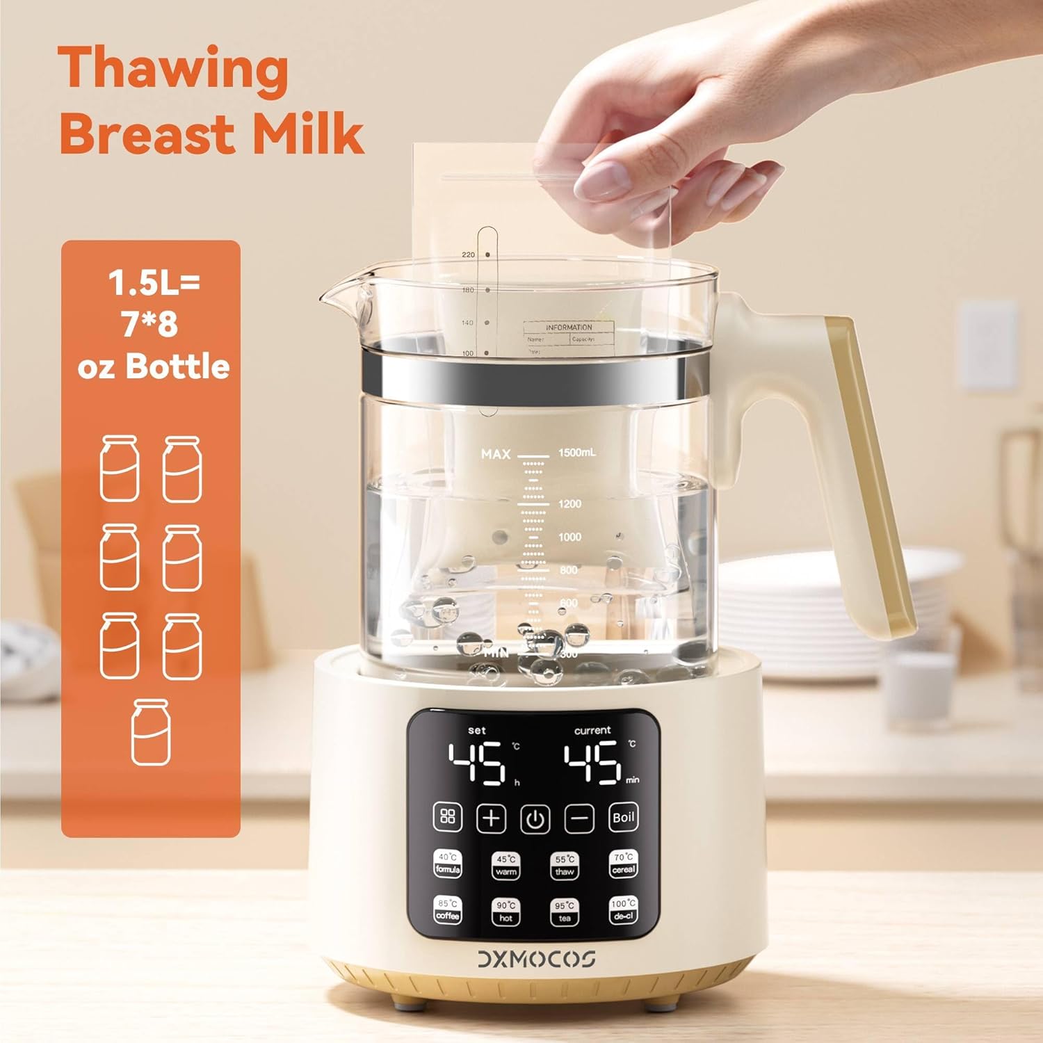 دكسموكوس غلاية كهربائية مع تحكم في درجة الحرارة بسعة كبيرة 1.5 لتر من الستانلس ستيل، قابلة للتعديل من 40 الى 100 درجة مئوية، تحافظ على الدفء لمدة 72 ساعة، قابس نوع جي، غلاية للقهوة والشاي ومسحوق 6 دكسموكوس غلاية كهربائية مع تحكم في درجة الحرارة بسعة كبيرة 1.5 لتر من الستانلس ستيل، قابلة للتعديل من 40 الى 100 درجة مئوية، تحافظ على الدفء لمدة 72 ساعة، قابس نوع جي، غلاية للقهوة والشاي ومسحوق - الصورة 6