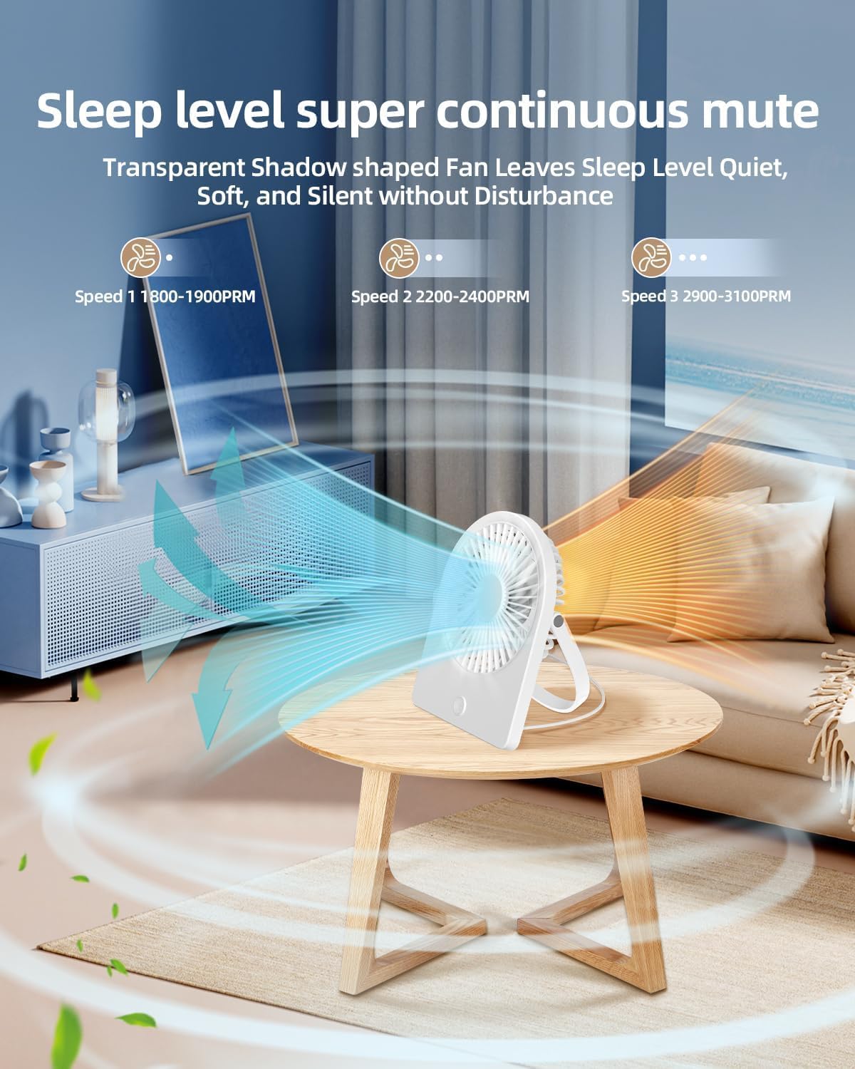 مروحة مكتب بمنفذ USB شخصية صغيرة من مابروتي 3 سرعات محمولة هادئة يمكن تعليقها طاولة قابلة للتعديل لتبريد أفضل للمنزل والمكتب والسيارة والأماكن الداخلية والخارجية أبيض 18.0 واط 4 مروحة مكتب بمنفذ USB شخصية صغيرة من مابروتي 3 سرعات محمولة هادئة يمكن تعليقها طاولة قابلة للتعديل لتبريد أفضل للمنزل والمكتب والسيارة والأماكن الداخلية والخارجية أبيض 18.0 واط - الصورة 4