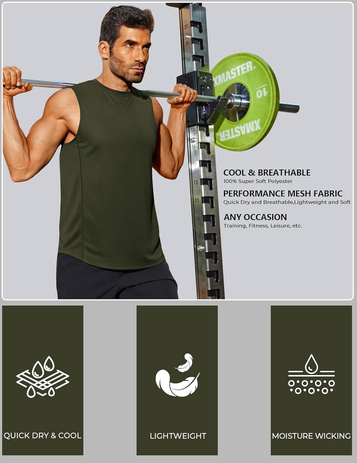 تي شيرت بدون اكمام للرجال للتمارين الرياضية وصالة الالعاب الرياضية، قمصان بدون اكمام جيدة التهوية للجري 2 تي شيرت بدون اكمام للرجال للتمارين الرياضية وصالة الالعاب الرياضية، قمصان بدون اكمام جيدة التهوية للجري - الصورة 2