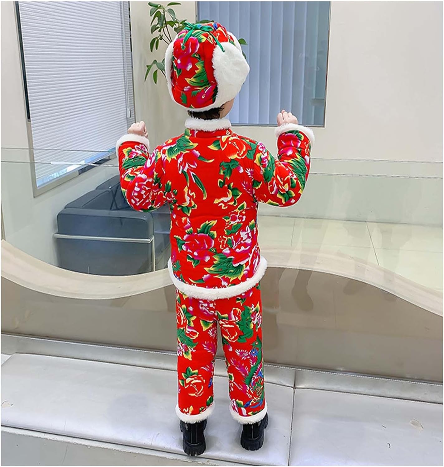 ملابس شتوية للبنات من دبليو يو او دي اتش تي دبليو، جاكيت قطني كبير بتصميم زهور شمال شرقي للاطفال، طقم ملابس من القطن الصيني للاولاد 4 ملابس شتوية للبنات من دبليو يو او دي اتش تي دبليو، جاكيت قطني كبير بتصميم زهور شمال شرقي للاطفال، طقم ملابس من القطن الصيني للاولاد - الصورة 4