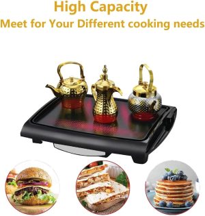 لوح تسخين وشواء متعدد الوظائف | بدون دخان | طاقة عالية 2000 واط | ضمان لمدة عامين