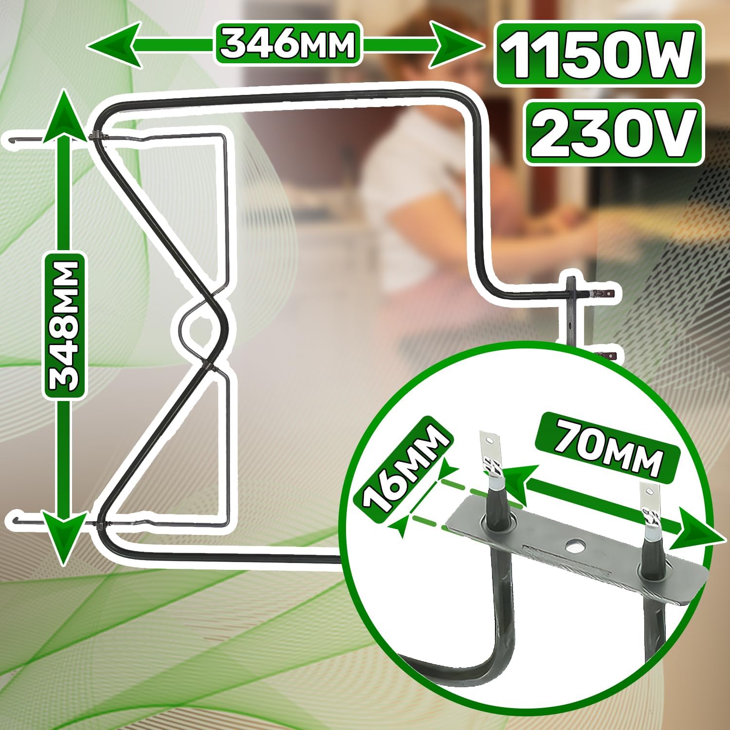 مقاوم فرن من اونيكس تيك 1150 واط 230 فولت 481010375734 لويرلبول وباوكنخت C00324022 وانديست 20.41494.000 لعنصر التسخين ايجو، أسود 3 مقاوم فرن من اونيكس تيك 1150 واط 230 فولت 481010375734 لويرلبول وباوكنخت C00324022 وانديست 20.41494.000 لعنصر التسخين ايجو، أسود - الصورة 3