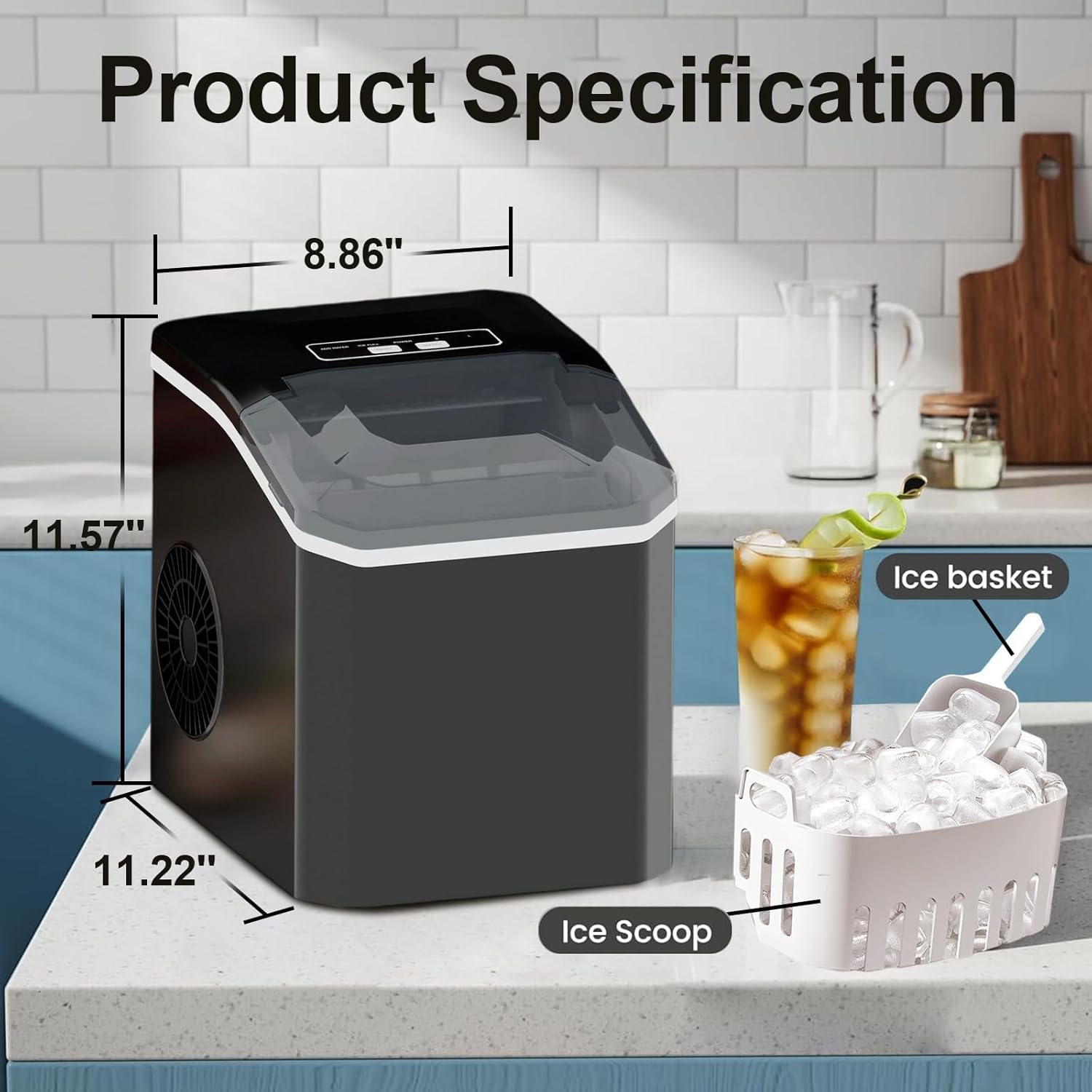 صانع ثلج محمول من ييليما، يتميز بالتنظيف الذاتي والمقبض والمغرفة والسلة، وينتج 9 مكعبات ثلج رصاصية في 6 دقائق، وبإنتاج يومي يصل إلى 11.8 كجم بحجمين، للاستخدام المنزلي والحفلات والسفر والتخييم والبار 7 صانع ثلج محمول من ييليما، يتميز بالتنظيف الذاتي والمقبض والمغرفة والسلة، وينتج 9 مكعبات ثلج رصاصية في 6 دقائق، وبإنتاج يومي يصل إلى 11.8 كجم بحجمين، للاستخدام المنزلي والحفلات والسفر والتخييم والبار - الصورة 7