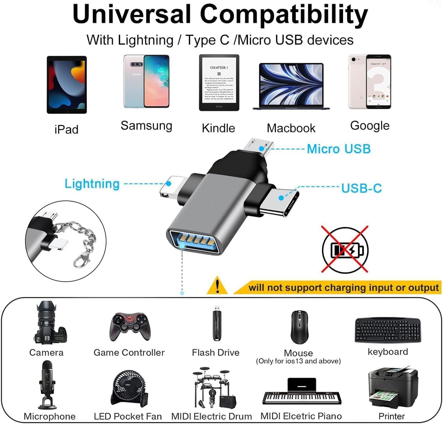 محول USB C الى لايتنينج من ابوتو، عالمي يو اس بي سي ذكر الى يو اس بي انثى مع منفذ لايتنينج، محول نقل بيانات وشحن عالي السرعة للاجهزة المحمولة، هيكل متين من الالومنيوم 2 محول USB C الى لايتنينج من ابوتو، عالمي يو اس بي سي ذكر الى يو اس بي انثى مع منفذ لايتنينج، محول نقل بيانات وشحن عالي السرعة للاجهزة المحمولة، هيكل متين من الالومنيوم - الصورة 2