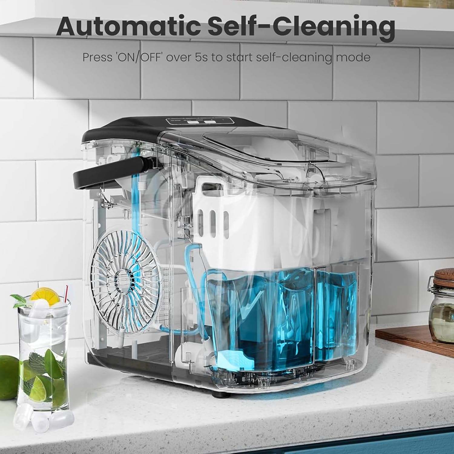 صانع ثلج محمول من ييليما، يتميز بالتنظيف الذاتي والمقبض والمغرفة والسلة، وينتج 9 مكعبات ثلج رصاصية في 6 دقائق، وبإنتاج يومي يصل إلى 11.8 كجم بحجمين، للاستخدام المنزلي والحفلات والسفر والتخييم والبار 8 صانع ثلج محمول من ييليما، يتميز بالتنظيف الذاتي والمقبض والمغرفة والسلة، وينتج 9 مكعبات ثلج رصاصية في 6 دقائق، وبإنتاج يومي يصل إلى 11.8 كجم بحجمين، للاستخدام المنزلي والحفلات والسفر والتخييم والبار - الصورة 8