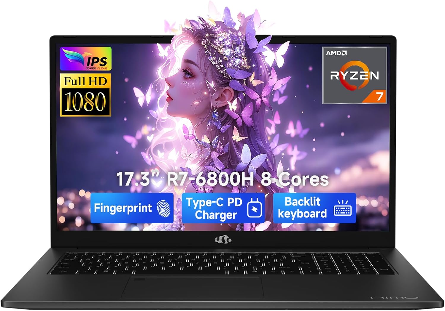لابتوب ألعاب شاشة IPS FHD 17.3 بوصة ثماني نواة AMD رايزن 7 6800H 32GB DDR5 RAM 1TB SSD (يتفوق على انتل i7-12700H حتى 4.7GHz) AMD راديون 680M لوحة مفاتيح بإضاءة خلفية 100 واط نوع C بصمة الإصبع من نيمو 1 لابتوب ألعاب شاشة IPS FHD 17.3 بوصة ثماني نواة AMD رايزن 7 6800H 32GB DDR5 RAM 1TB SSD (يتفوق على انتل i7-12700H حتى 4.7GHz) AMD راديون 680M لوحة مفاتيح بإضاءة خلفية 100 واط نوع C بصمة الإصبع من نيمو