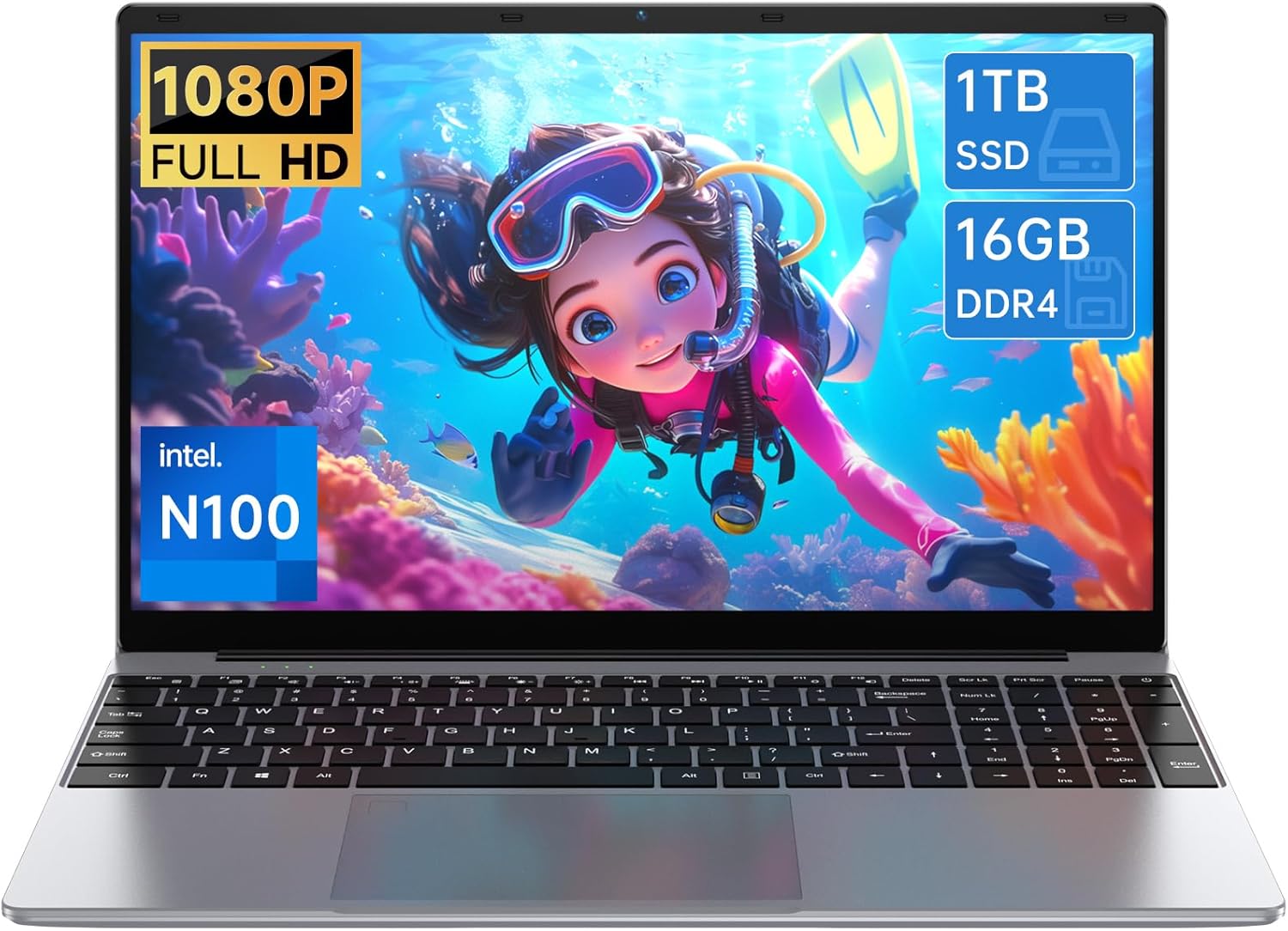 لابتوب جيزون بشاشة 15.6 انش ومعالج انتل 12 رباعي النواة N100 (حتى 3.4GHz) وRAM LPDDR4 16GB وSSD 1TB و2K FHD IPS وواي فاي 2.4G/5G وكاميرا ويب ونوع C وبطارية كبيرة السعة 1 لابتوب جيزون بشاشة 15.6 انش ومعالج انتل 12 رباعي النواة N100 (حتى 3.4GHz) وRAM LPDDR4 16GB وSSD 1TB و2K FHD IPS وواي فاي 2.4G/5G وكاميرا ويب ونوع C وبطارية كبيرة السعة