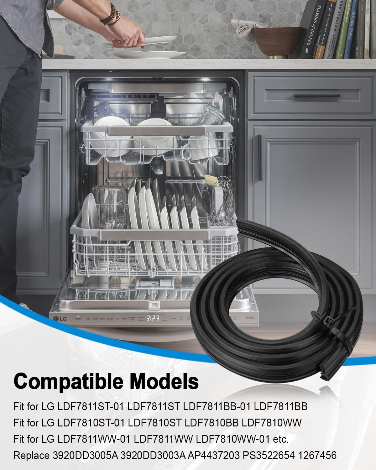 سدادة مطاطية لباب غسالة الصحون متوافقة مع غسالة الصحون ال جي، بديل 3920DD3005A 3920DD3003A AP4437203 PS3522654 1267456 4 سدادة مطاطية لباب غسالة الصحون متوافقة مع غسالة الصحون ال جي، بديل 3920DD3005A 3920DD3003A AP4437203 PS3522654 1267456 - الصورة 4