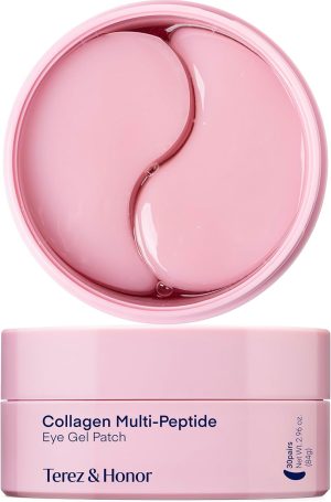 ضمادات أسفل العين بكولاجين الببتيدات: قناع هيدروجيل للعيون المنتفخة والهالات السوداء والتجاعيد تحت العين والخطوط الدقيقة وخطوط الابتسامة - علاج كوري للعناية بالبشرة لترطيب عميق وشد للعين، 30 زوجًا.