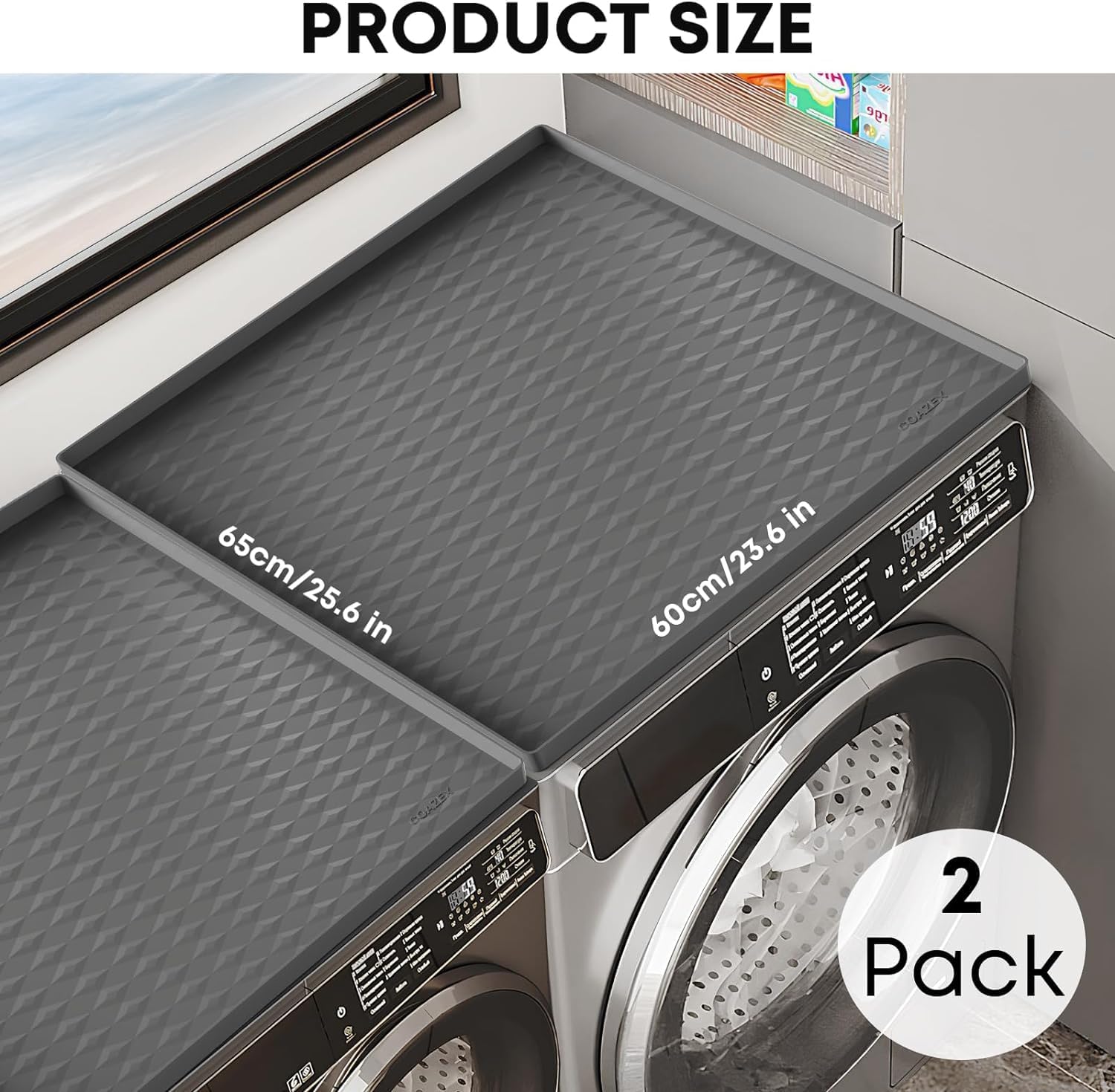 أغطية غسالة ومجففات علوية من الميكاكوز 65 سم × 60 غطاء واقي علوي السيليكون مضاد للانزلاق ومقاوم للماء لغسالات التعبئة أعلى والمطبخ لون رمادي داكن تحميل 2 أغطية غسالة ومجففات علوية من الميكاكوز 65 سم × 60 غطاء واقي علوي السيليكون مضاد للانزلاق ومقاوم للماء لغسالات التعبئة أعلى والمطبخ لون رمادي داكن تحميل - الصورة 2