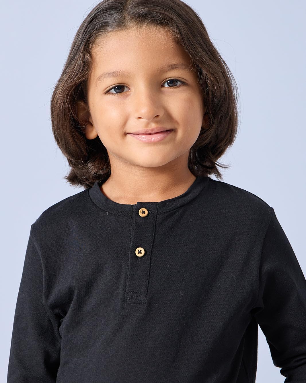 REDTAG Boys Black Long Sleeve Henley T-Shirt, Black 3 REDTAG Boys Black Long Sleeve Henley T-Shirt, Black - الصورة 3