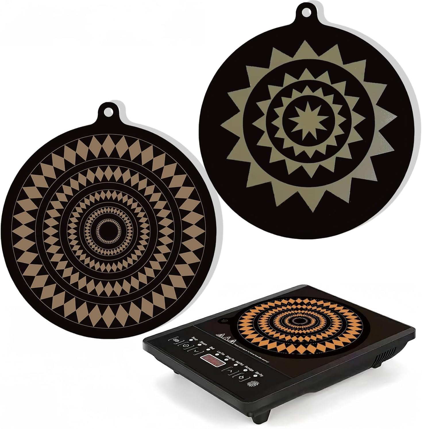 قطعتان من مفارش حماية سطح الموقد من السيليكون، مقاومة للحرارة للحرارة لمواقد الحث والطبخ العربي، وسادات امان لسطح الطاولة، غير قابلة للانزلاق وسهلة التنظيف (24 سم) 1 قطعتان من مفارش حماية سطح الموقد من السيليكون، مقاومة للحرارة للحرارة لمواقد الحث والطبخ العربي، وسادات امان لسطح الطاولة، غير قابلة للانزلاق وسهلة التنظيف (24 سم)