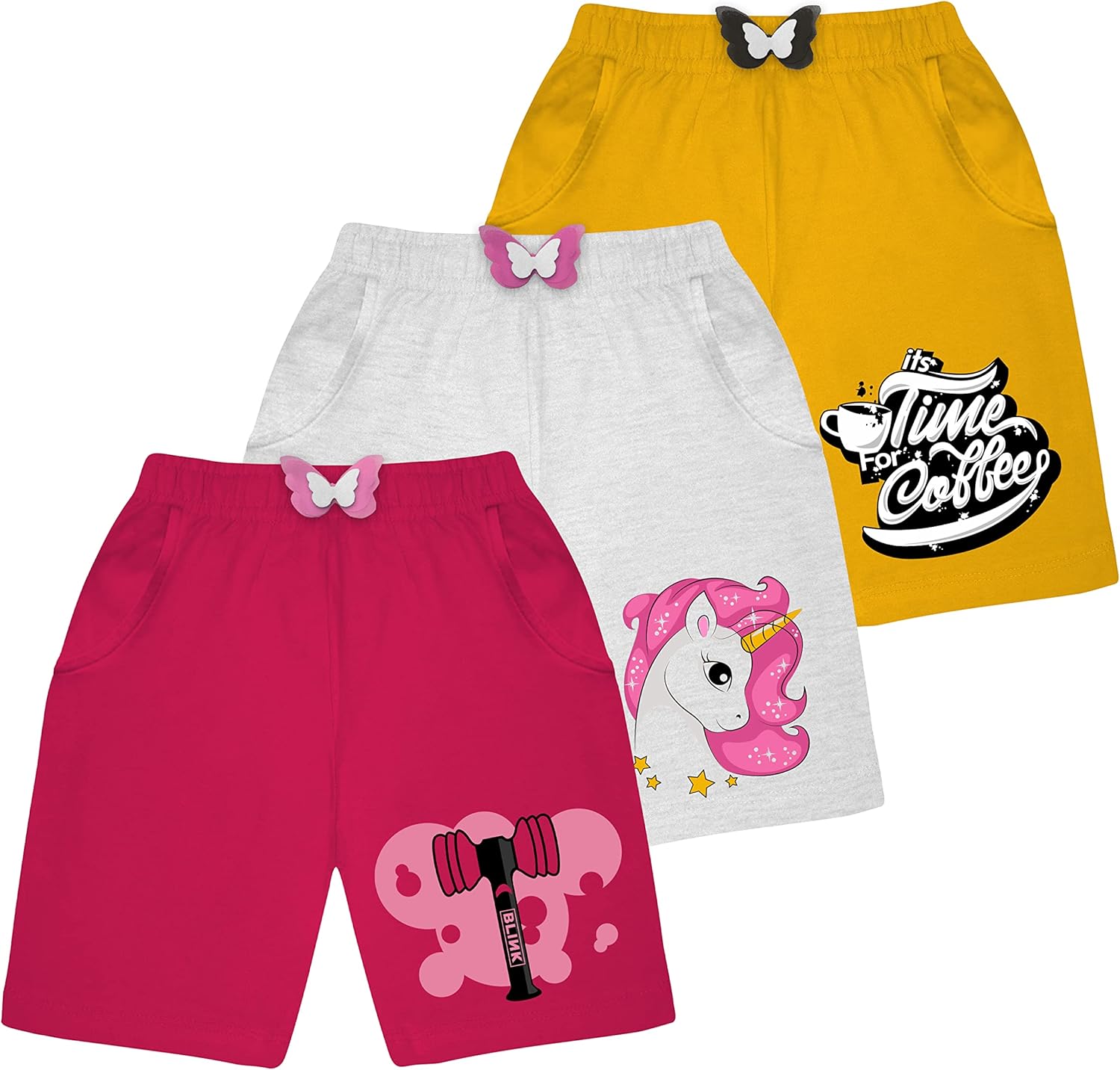 شورتات قطن مطبوعة بجيب وفيونكة للبنات من كيدا كيدز - شورتات بقصة عادية مع خصر مطاطي، متعددة الألوان (عبوة من 3 قطع) 1 شورتات قطن مطبوعة بجيب وفيونكة للبنات من كيدا كيدز - شورتات بقصة عادية مع خصر مطاطي، متعددة الألوان (عبوة من 3 قطع)