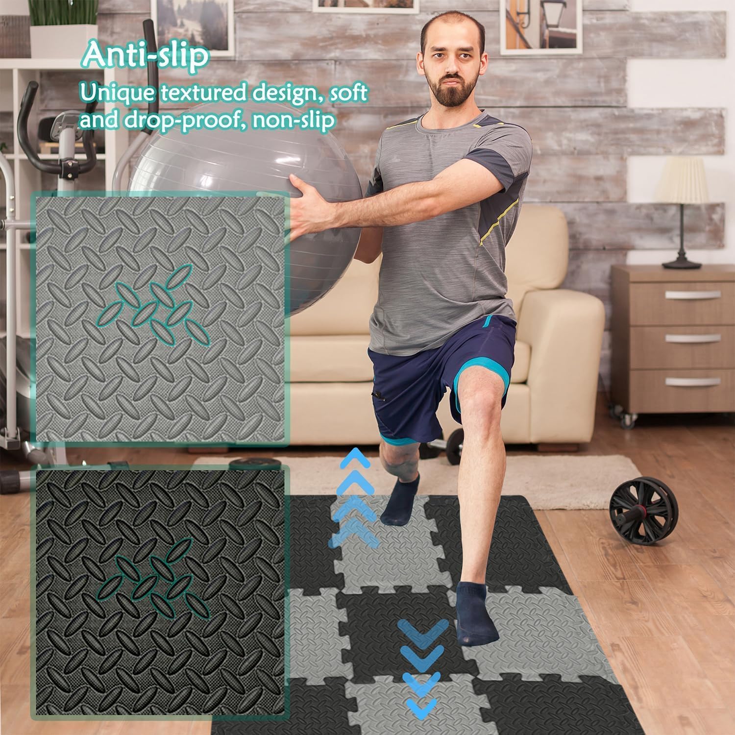 سجادة ارضية متشابكة 12 قطعة من اكس ان اسو، سجادة ارضية للتمارين الرياضية، سجادة ارضية سميكة وناعمة من فوم ايفا للاطفال، سجادة لعب سميكة 12 ملم للمنزل وصالة الالعاب الرياضية، 30 × 30 × 1.2 سم (6 قطع 2 سجادة ارضية متشابكة 12 قطعة من اكس ان اسو، سجادة ارضية للتمارين الرياضية، سجادة ارضية سميكة وناعمة من فوم ايفا للاطفال، سجادة لعب سميكة 12 ملم للمنزل وصالة الالعاب الرياضية، 30 × 30 × 1.2 سم (6 قطع - الصورة 2