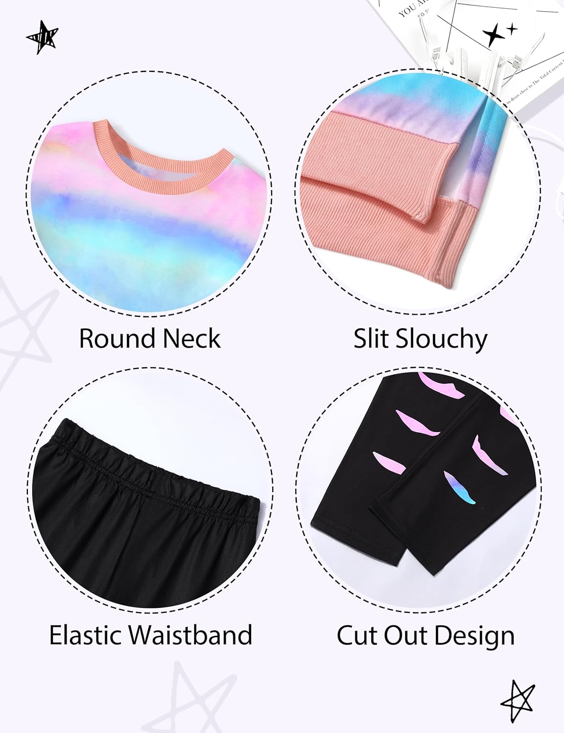 طقم ملابس للبنات من تومولانت، طقم ملابس للبنات مكون من سويت شيرت مصبوغ بالربط وبنطلون رياضي مكون من قطعتين للخريف والشتاء لعمر 6-16 سنة 4 طقم ملابس للبنات من تومولانت، طقم ملابس للبنات مكون من سويت شيرت مصبوغ بالربط وبنطلون رياضي مكون من قطعتين للخريف والشتاء لعمر 6-16 سنة - الصورة 4