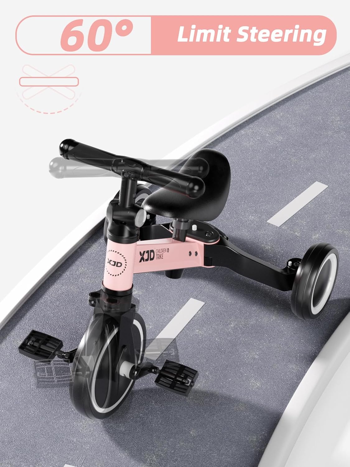 دراجة ثلاثية العجلات 3 في 1 للأطفال بعمر 1 إلى 3 سنوات، دراجة توازن ثلاثية العجلات للأولاد والبنات ترقية 2.0، بينك فاتح من اكس جي دي 5 دراجة ثلاثية العجلات 3 في 1 للأطفال بعمر 1 إلى 3 سنوات، دراجة توازن ثلاثية العجلات للأولاد والبنات ترقية 2.0، بينك فاتح من اكس جي دي - الصورة 5