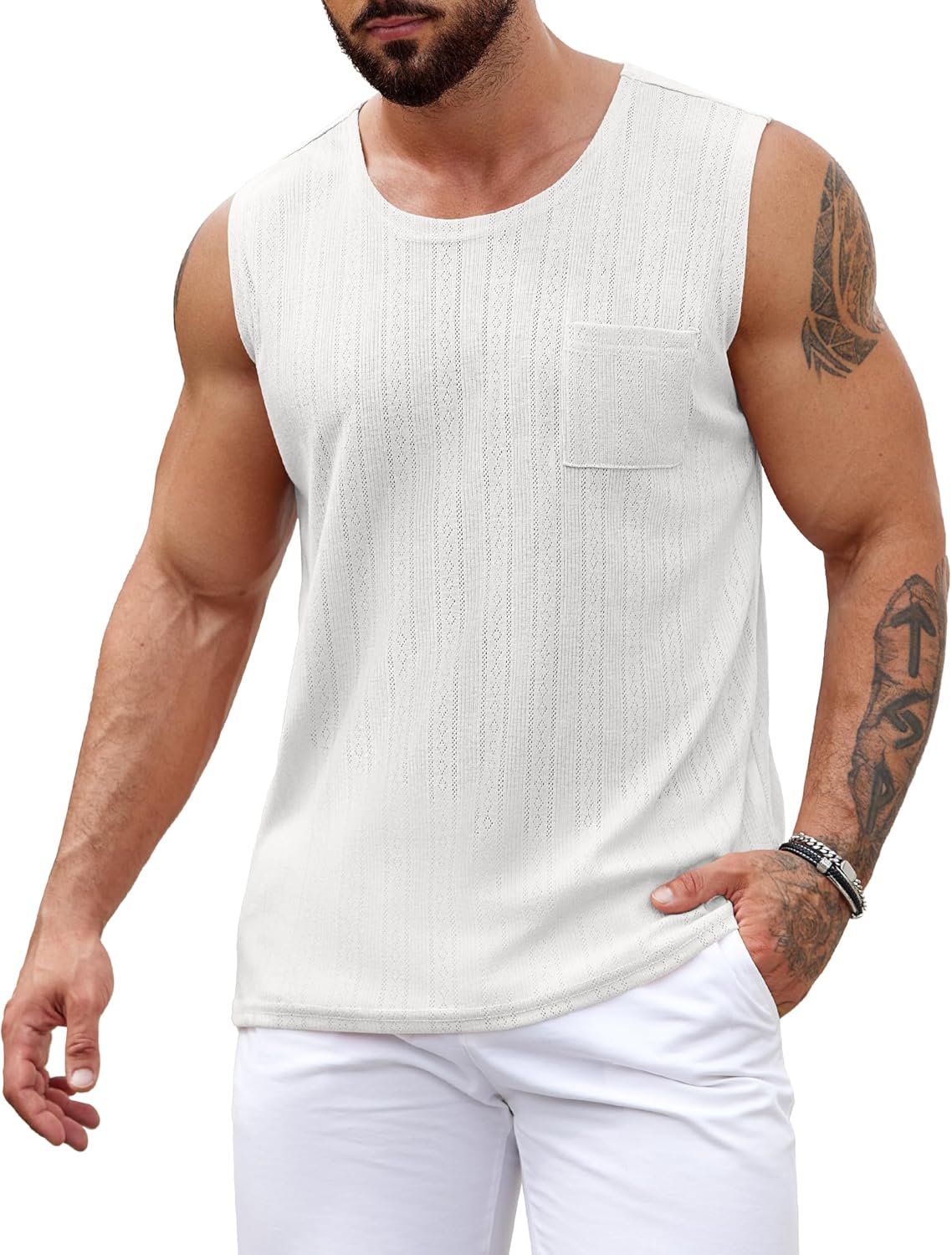 تي شيرت رجالي محبوك بدون أكمام كاجوال بدون أكمام قمصان شاطئ بدون أكمام مع جيب 1 تي شيرت رجالي محبوك بدون أكمام كاجوال بدون أكمام قمصان شاطئ بدون أكمام مع جيب