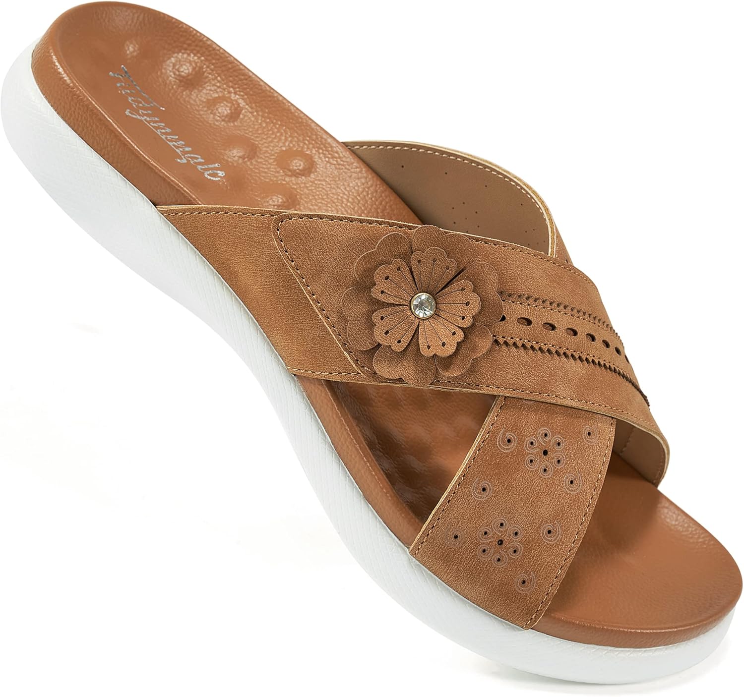 شبشب لتقويم العظام للنساء صندل مريح لالتهاب اللفافة الاخمصية للقدم المسطحة مع دعم قوس عالي بحزام متقاطع قابل للتعديل حذاء مشي 1 شبشب لتقويم العظام للنساء صندل مريح لالتهاب اللفافة الاخمصية للقدم المسطحة مع دعم قوس عالي بحزام متقاطع قابل للتعديل حذاء مشي