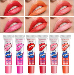 مجموعة ملمع شفاه من 6 قطع احمر سهل التقشير مقاوم للماء ويدوم طويلا للنساء والفتيات تجميل - تاتو