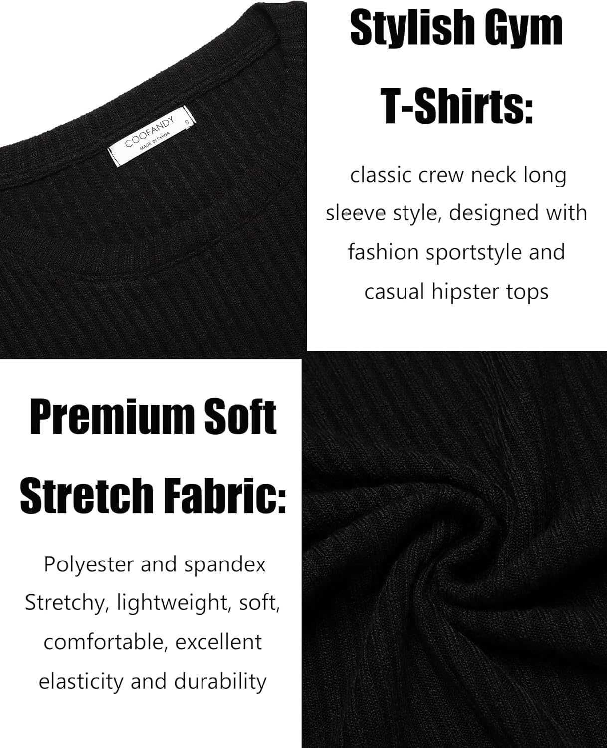 كاستويف قمصان رياضية للرجال باكمام طويلة ورقبة دائرية ضيقة قابلة للتمدد، تي شيرت بلوفر كاجوال بقصة ضيقة، بلوزة انيقة للعمل، ملابس داخلية باردة وجافة، تي شيرت للتمرين، اسود، XXL 4 كاستويف قمصان رياضية للرجال باكمام طويلة ورقبة دائرية ضيقة قابلة للتمدد، تي شيرت بلوفر كاجوال بقصة ضيقة، بلوزة انيقة للعمل، ملابس داخلية باردة وجافة، تي شيرت للتمرين، اسود، XXL - الصورة 4