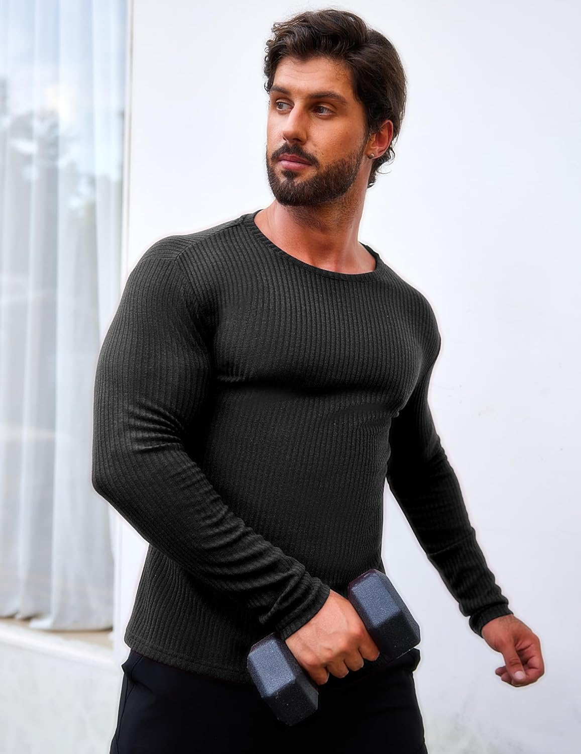 كاستويف قمصان رياضية للرجال باكمام طويلة ورقبة دائرية ضيقة قابلة للتمدد، تي شيرت بلوفر كاجوال بقصة ضيقة، بلوزة انيقة للعمل، ملابس داخلية باردة وجافة، تي شيرت للتمرين، اسود، XXL 3 كاستويف قمصان رياضية للرجال باكمام طويلة ورقبة دائرية ضيقة قابلة للتمدد، تي شيرت بلوفر كاجوال بقصة ضيقة، بلوزة انيقة للعمل، ملابس داخلية باردة وجافة، تي شيرت للتمرين، اسود، XXL - الصورة 3