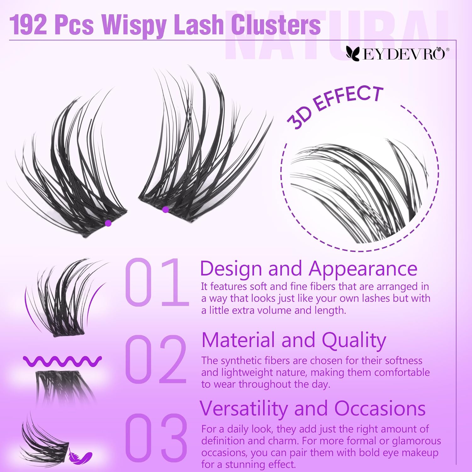 ايديفرو رموش عنقودية طبيعية من ويسبي، مجموعات فردية 9-18 ملم، 192 قطعة مجموعات رموش مجعدة سي دي، رموش فردية قابلة لاعادة الاستخدام، رموش صناعية مريحة 2 ايديفرو رموش عنقودية طبيعية من ويسبي، مجموعات فردية 9-18 ملم، 192 قطعة مجموعات رموش مجعدة سي دي، رموش فردية قابلة لاعادة الاستخدام، رموش صناعية مريحة - الصورة 2