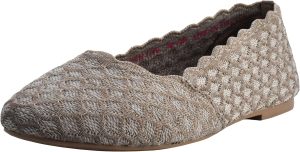 حذاء من سكيتشرز باليه مسطح للنساء CLEO, أسود وأبيض, Medum