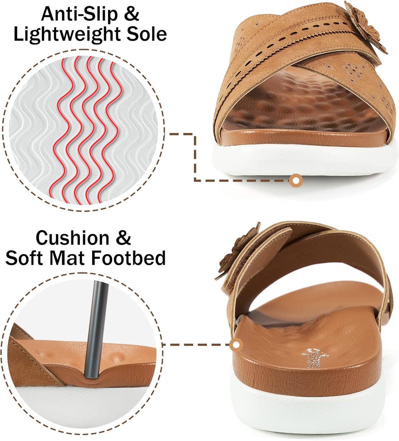 شبشب لتقويم العظام للنساء صندل مريح لالتهاب اللفافة الاخمصية للقدم المسطحة مع دعم قوس عالي بحزام متقاطع قابل للتعديل حذاء مشي 3 شبشب لتقويم العظام للنساء صندل مريح لالتهاب اللفافة الاخمصية للقدم المسطحة مع دعم قوس عالي بحزام متقاطع قابل للتعديل حذاء مشي - الصورة 3