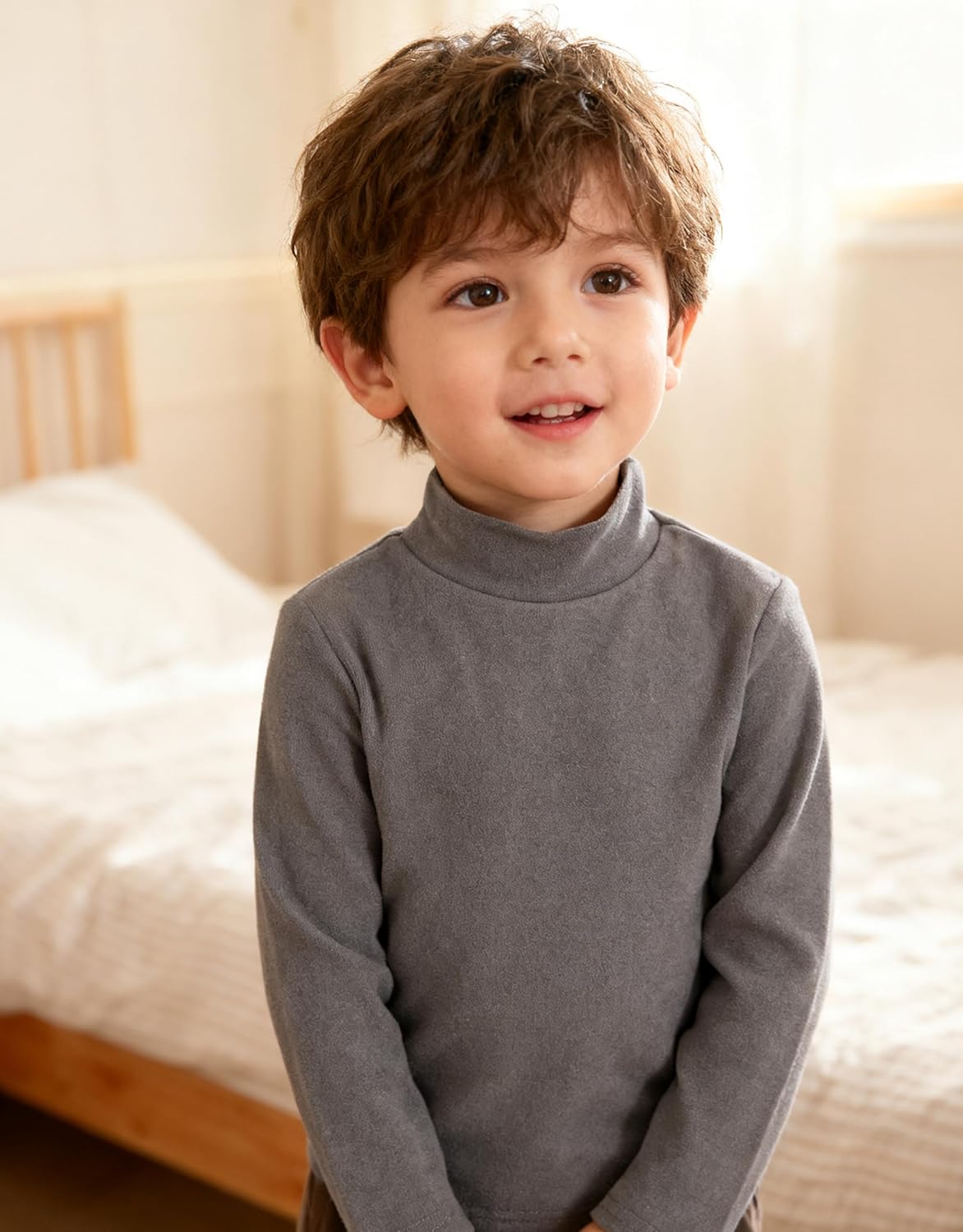 قمصان قطن باكمام طويلة وقبة مرتفعة للاطفال الاولاد والبنات من الجنسين، بلوفر حراري بلون سادة دافئ 3 قمصان قطن باكمام طويلة وقبة مرتفعة للاطفال الاولاد والبنات من الجنسين، بلوفر حراري بلون سادة دافئ - الصورة 3